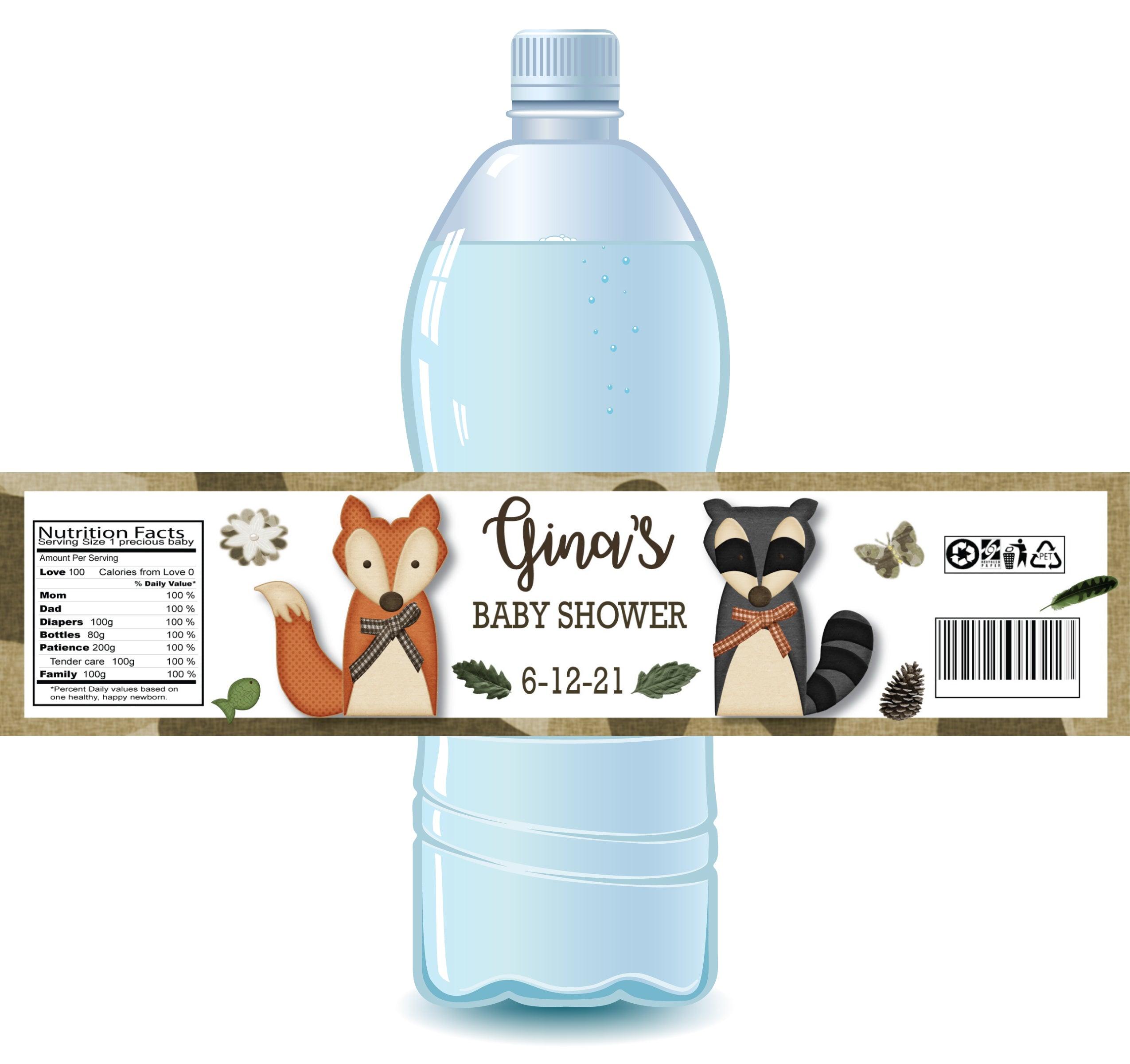 Woodland Animals Baby Shower Water Bottle Labels - Adorable Forest Creature Stickers for Baby Shower Party Decorations - Perfect for Baby Showers, Gender Reveals and Nursery Decorations