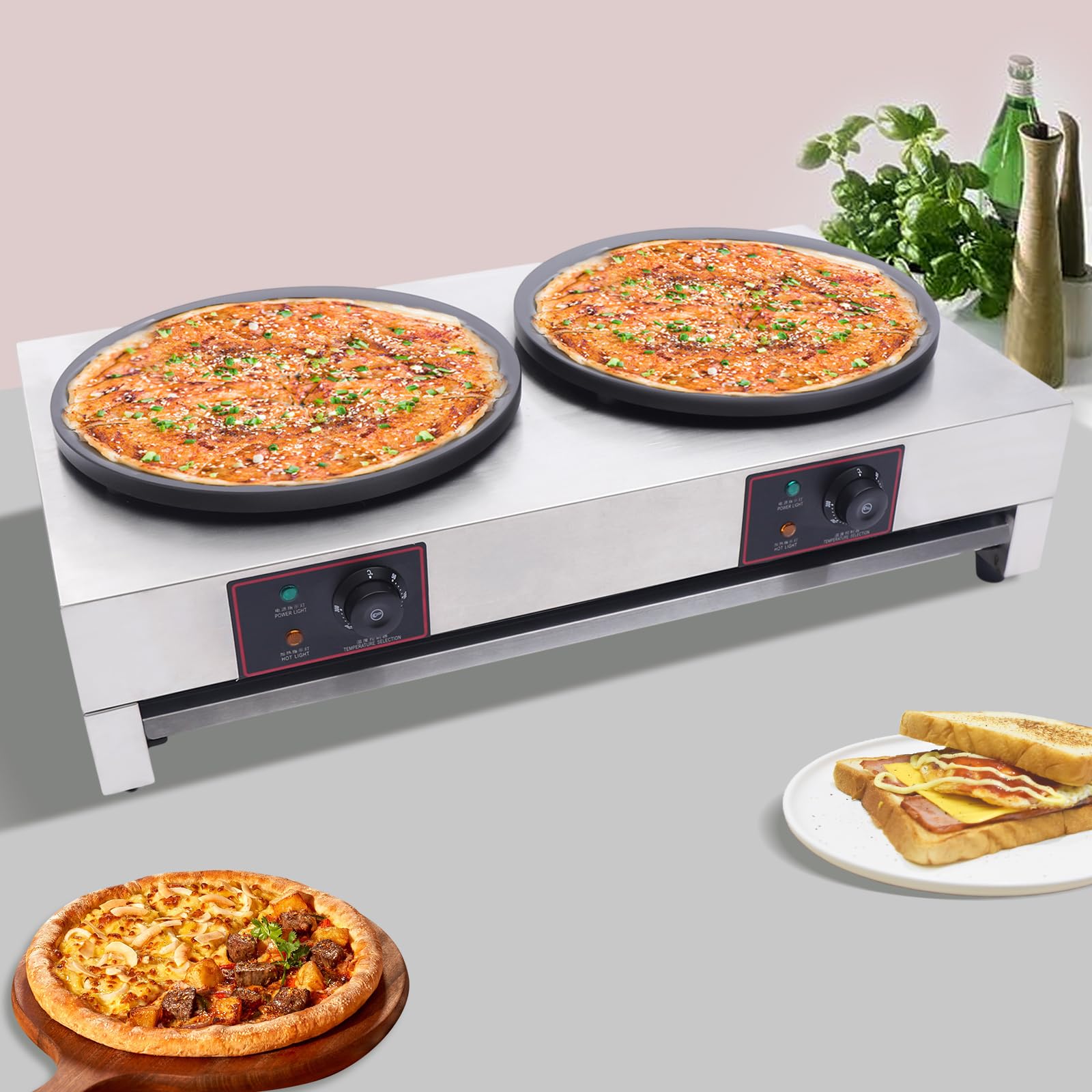 Commercial Electric Crepe Maker Machine - 1700W Non-Stick Stainless Steel Crepe Pan & Griddle for Perfect Pancakes, Crepes - US Stock - Ideal for Breakfast, Brunch, Snacks & Commercial Kitchen Use