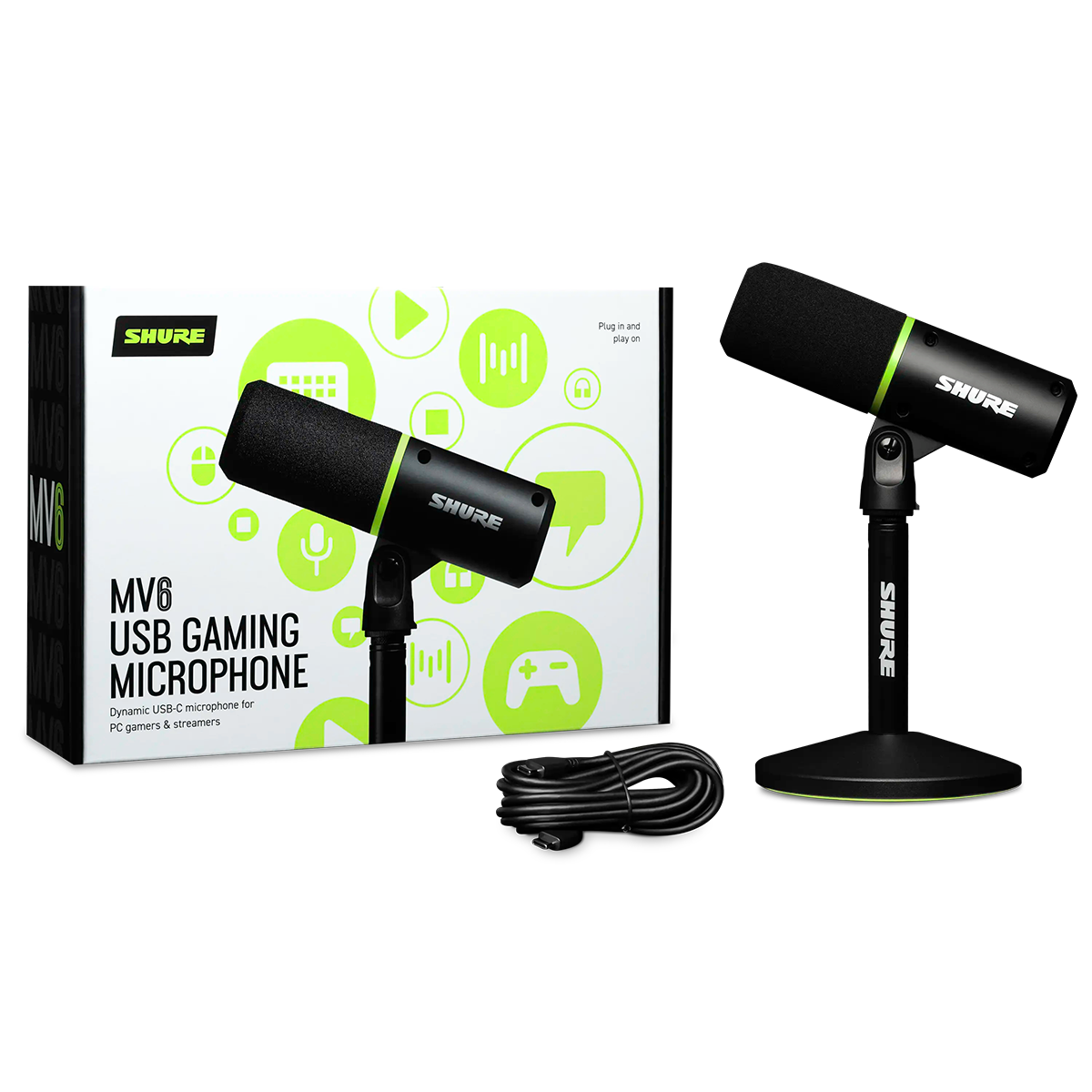 Shure MV6 USB Gaming Microphone - Professional Streaming & Podcasting Mic with Cardioid Pattern (Open Box) - Perfect for Twitch, Discord & Home Studio Recording