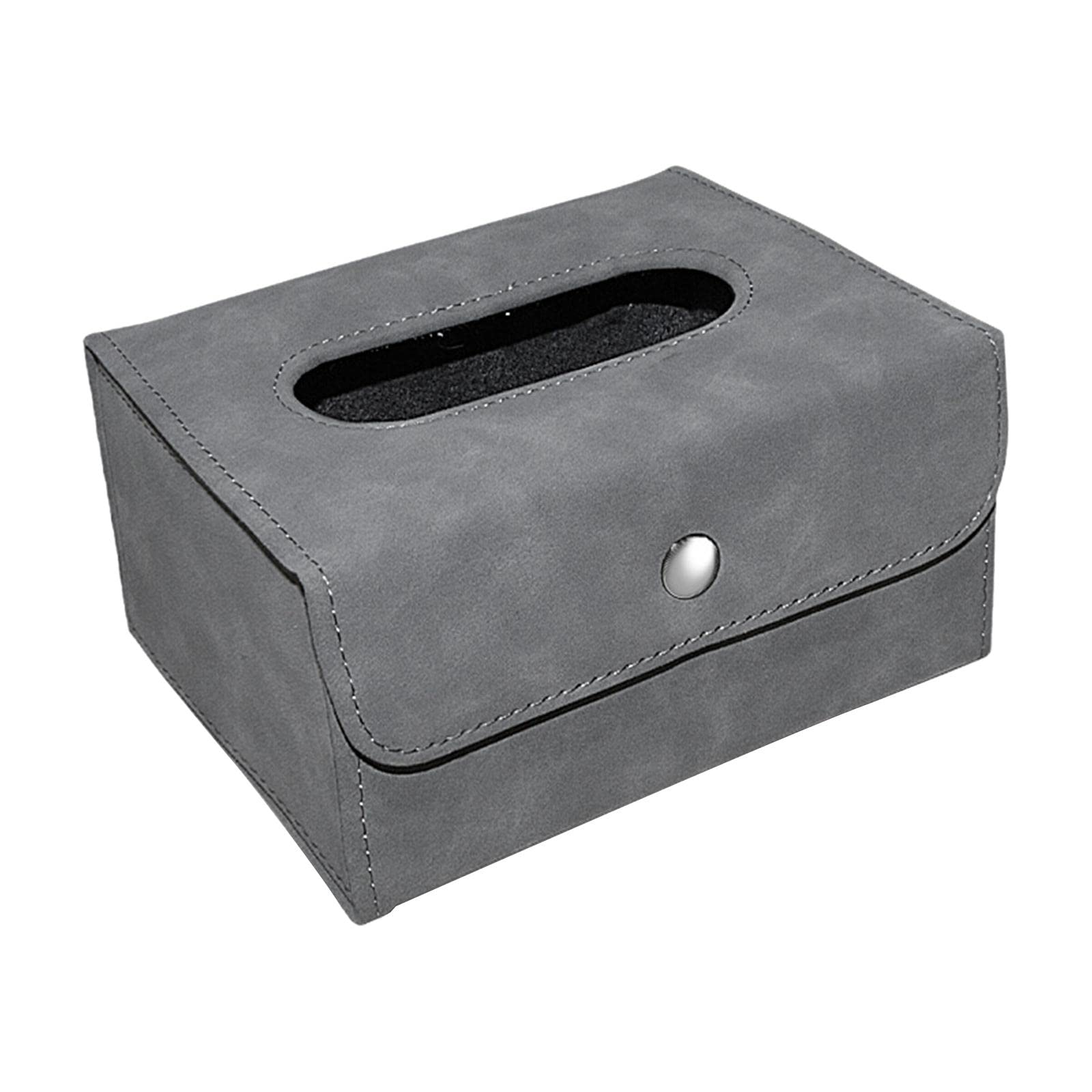 Premium PU Leather Tissue Box Cover - Foldable Decorative Holder for Facial Tissues | Perfect for Office Desk, Nightstand, Bathroom & Hotel Use (Elegant Gray)
