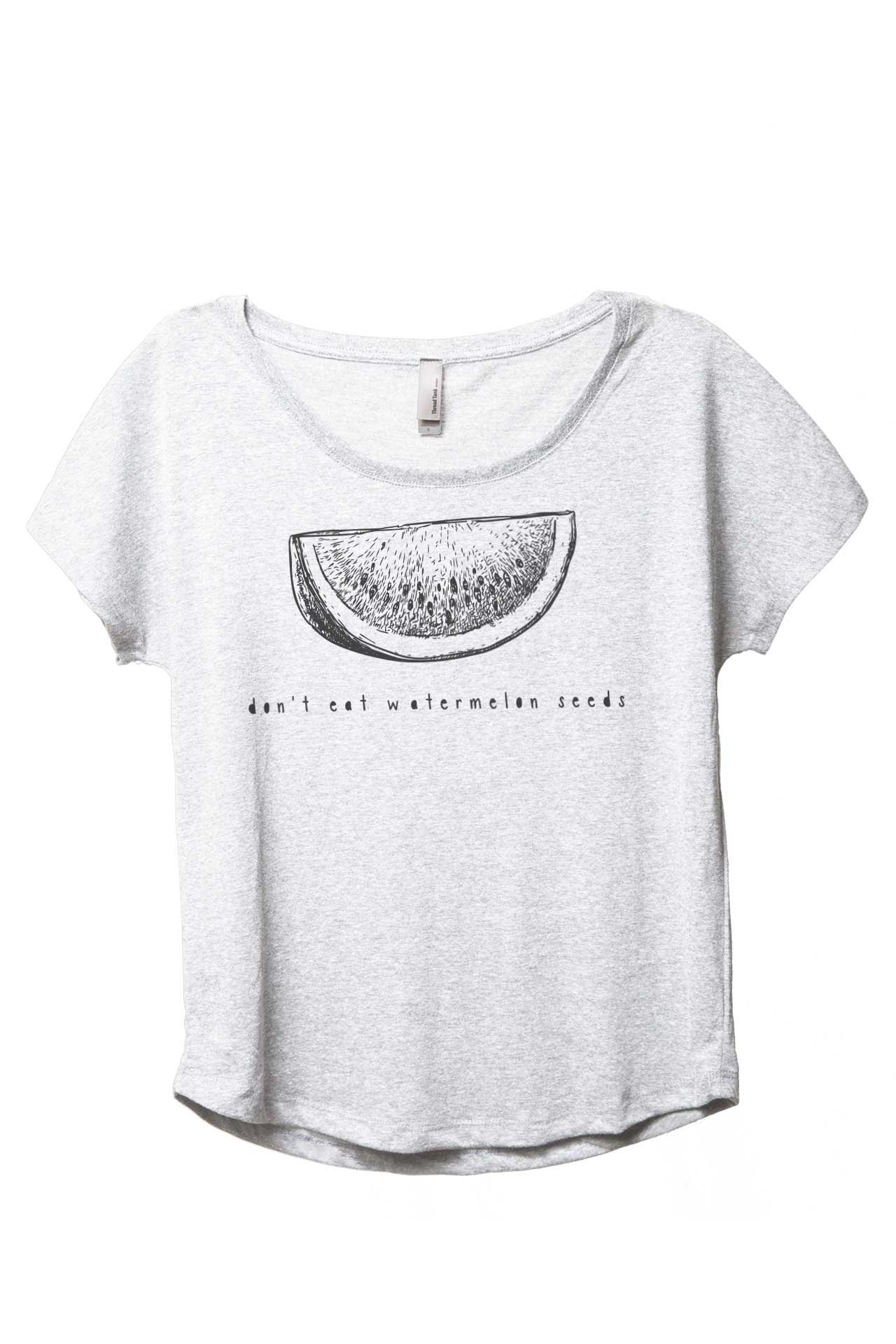 Women's Fashion Slouchy Dolman T-Shirt - Trendy Loose Fit Tee with Watermelon Seed Print | Perfect for Casual Outings, Summer Wear & Street Style