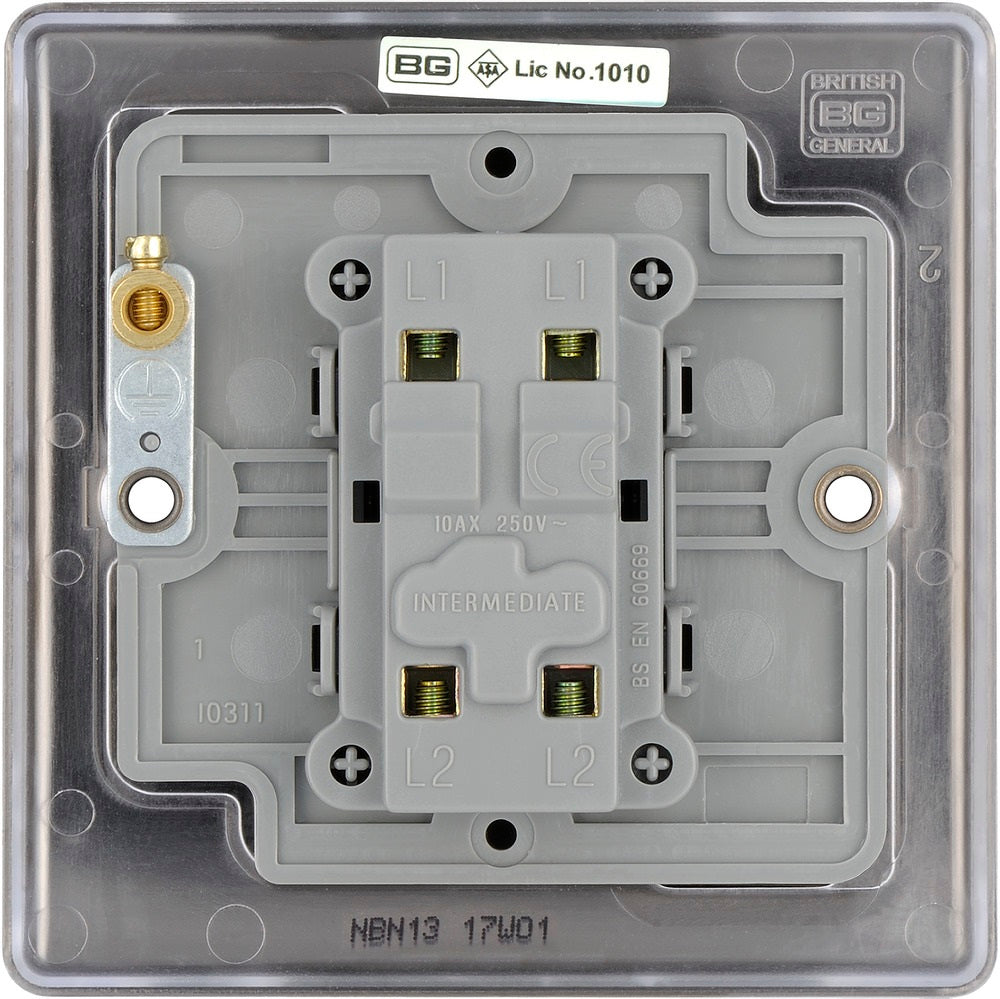 BG Nexus Metal Black Nickel Intermediate Light Switch NBN13 - Durable & Stylish for Home, Office & Commercial Use