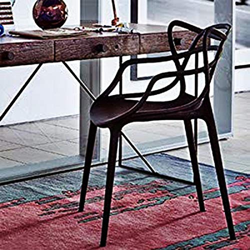 2xhome Modern Black Dining Room Chairs Set - Contemporary Designer Armchairs for Home, Office, Kitchen & Living Room - Indoor/Outdoor Use for Family Gatherings & Workspaces