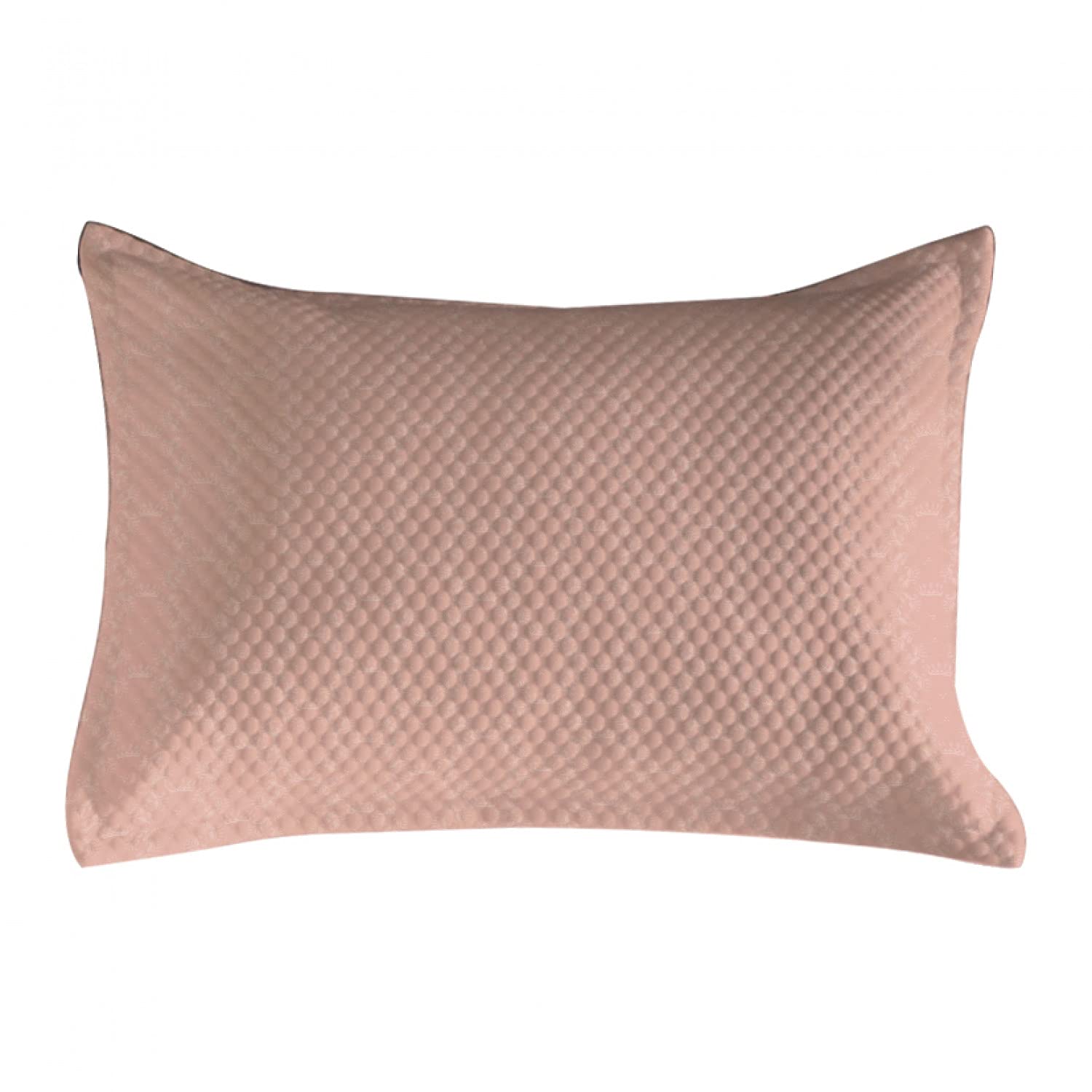 Ambesonne Peach Quilted Pillow Cover - Soft Coral Background with Crown & Floral Abstract Design - Faded Monochrome Aesthetic - Standard Queen Size 30