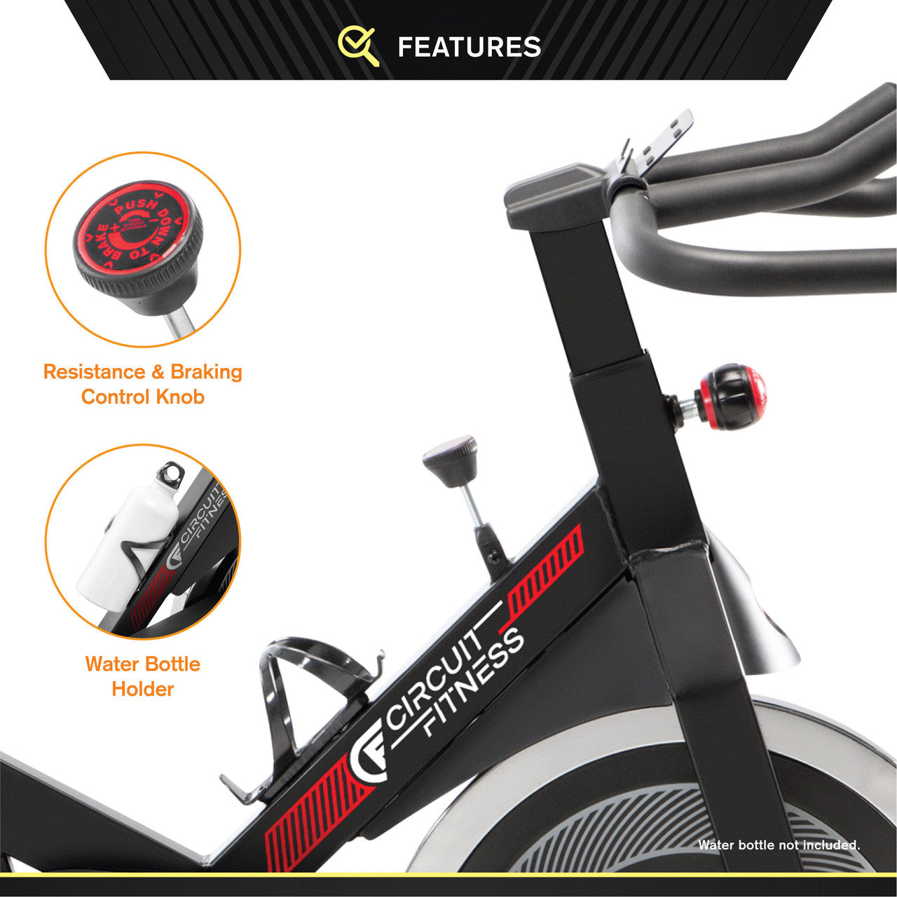 Circuit Fitness AMZ 948BK Indoor Cycling Bike with 30 lbs Flywheel - Heavy Duty Exercise Bike for Home Gym, Cardio & Weight Loss - Perfect for Small Spaces & Apartment Workouts