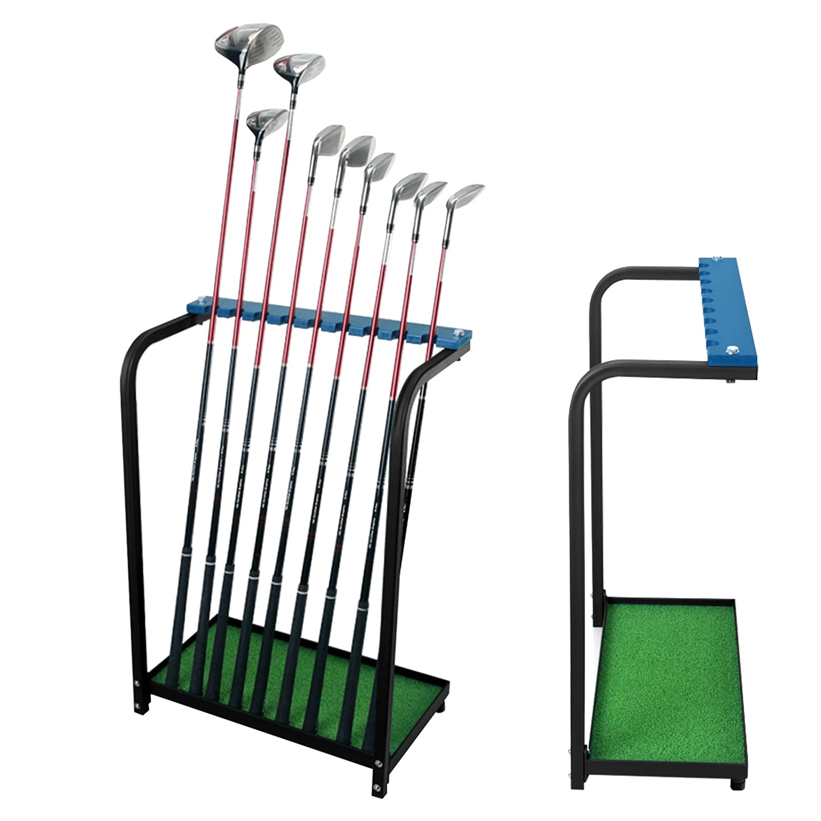 MIWOOYY 9-Hole Metal Golf Club Rack Organizer - Portable Golf Club Storage Shelf & Putter Holder for Golf Shops, Simulators, Driving Ranges & Competitions (Blue Display Stand) - Perfect for Home, Office & Golf Course Organization