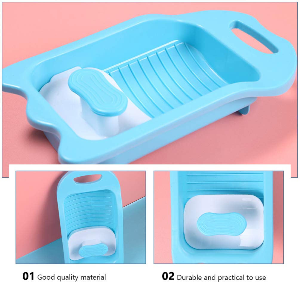 DOITOOL Mini Plastic Washboard - Portable Hand Washing Board for Underwear, Socks & Kids Clothes | Compact Laundry Tool for Travel, Camping & Small Space Cleaning