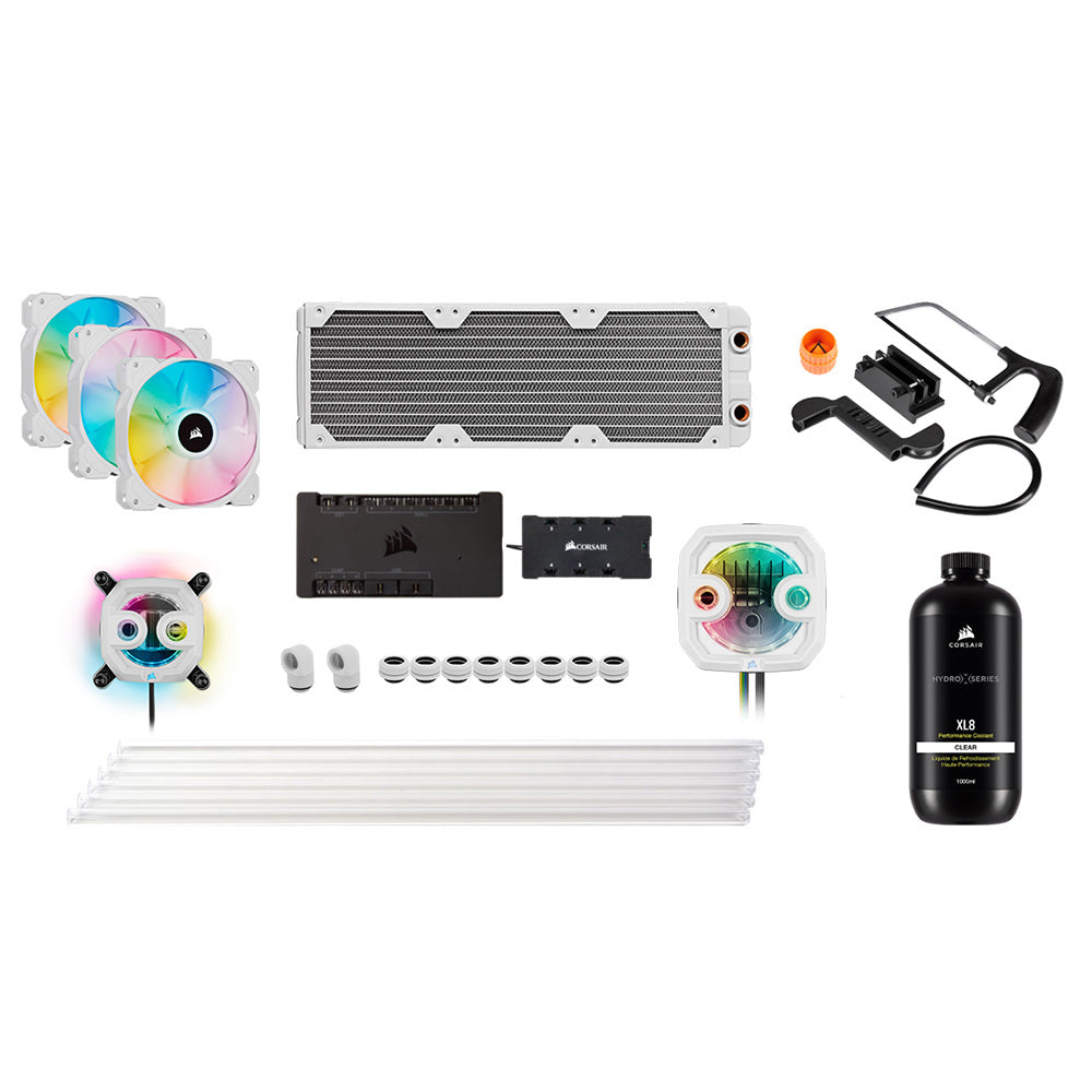 Corsair Hydro X Series iCUE XH303i RGB PRO WHITE Custom Liquid Cooling Kit - High Performance RGB Water Cooling for PC Gaming & Overclocking - Perfect for Gaming Rigs, Streaming Setups & High-End Workstations
