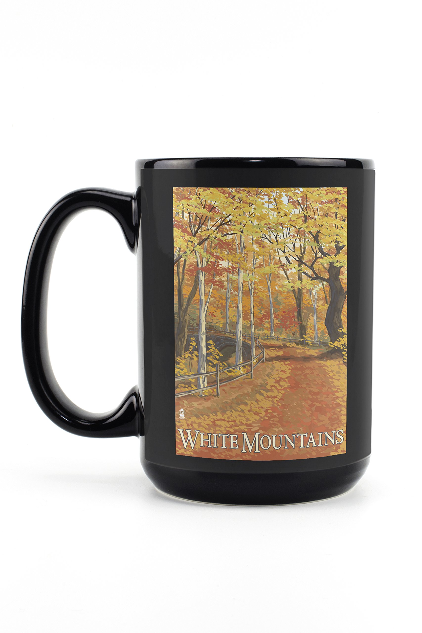 Lantern Press White Mountains New Hampshire Fall Colors 15oz Black Ceramic Coffee Mug - Microwave & Dishwasher Safe - Perfect for Home, Office & Camping Gifts
