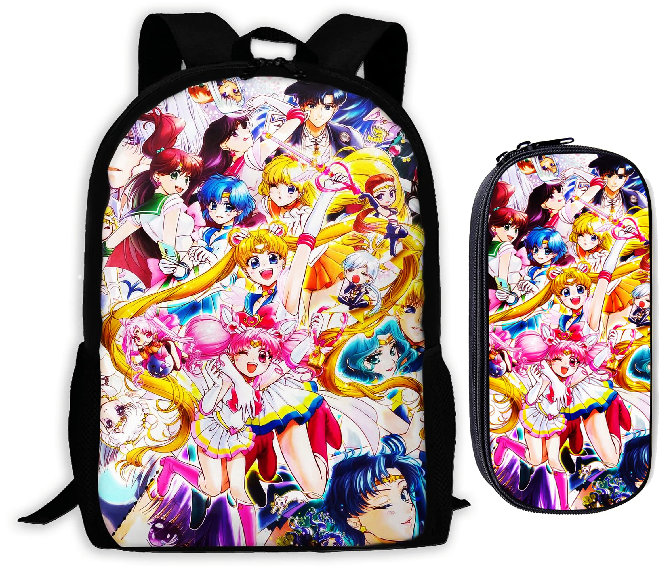 2PCS Anime Backpack Set - Cute Cartoon Laptop Backpack for School & Travel, Lightweight Daypack with USB Charging Port - Perfect for College, Work, Cosplay & Daily Use (M3 Style)