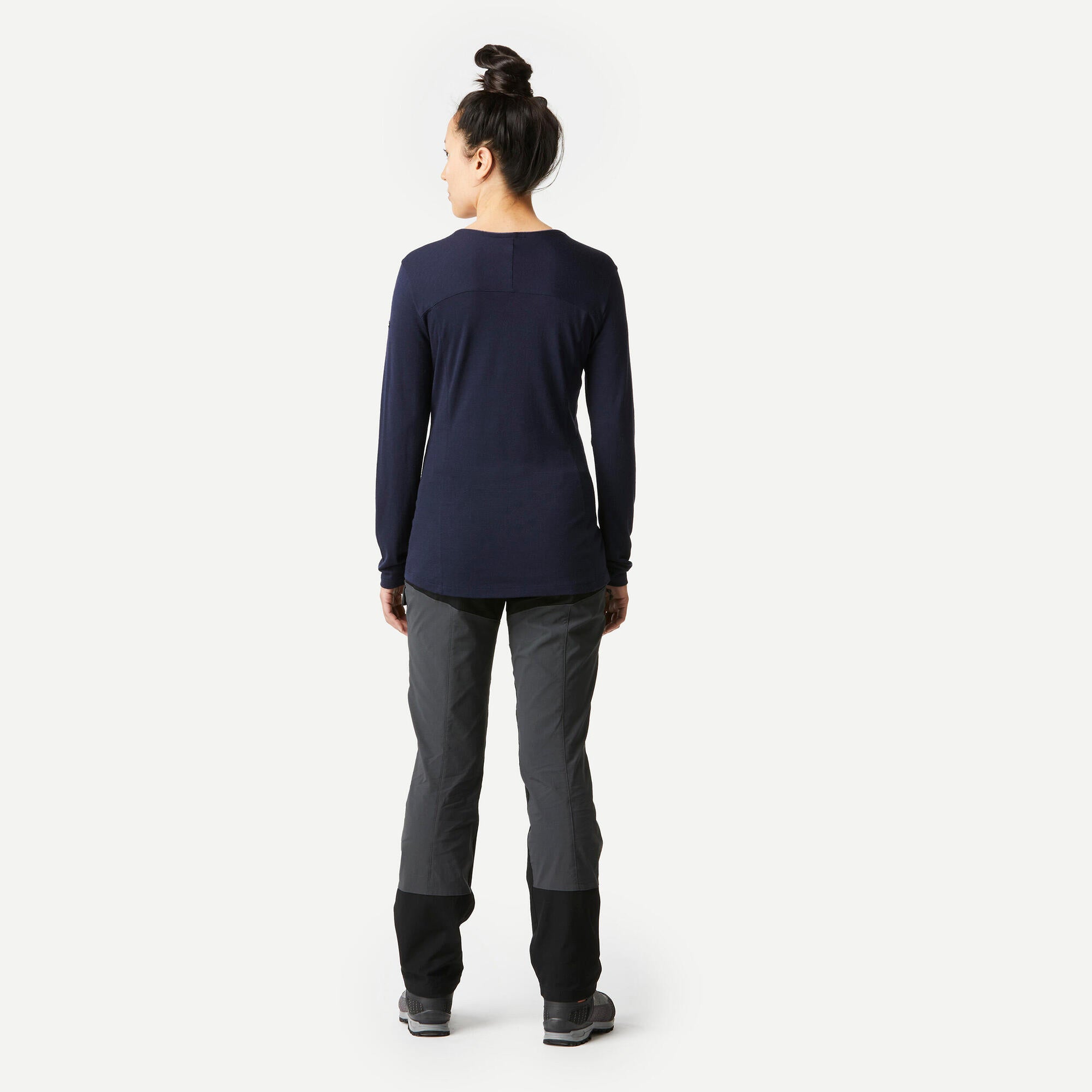 Forclaz Women's MT500 Long Sleeve Merino Wool T-Shirt - Burgundy Red - Hiking & Outdoor Activities Base Layer