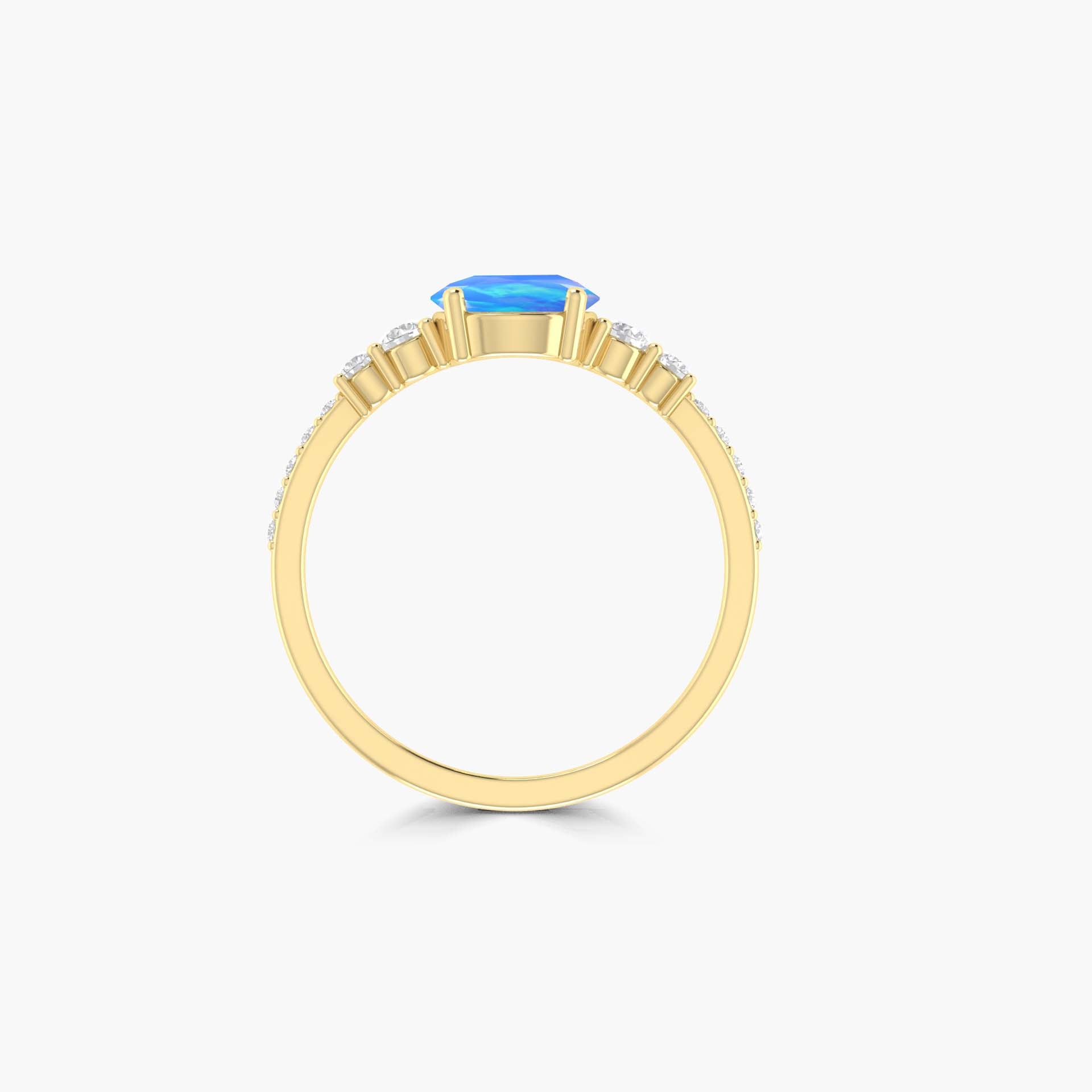 Exquisite Blue Ethiopian Opal Fire Round Engagement Ring for Women - Perfect for Proposals, Anniversaries & Special Occasions