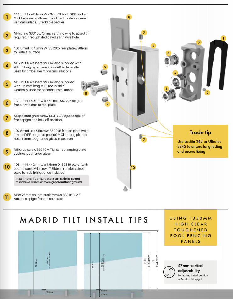 Stainless Steel Side Mount Pool Fence Spigot - Frameless Glass Balustrade Fitting for Safety Barriers | Perfect for Residential & Commercial Pool Fencing