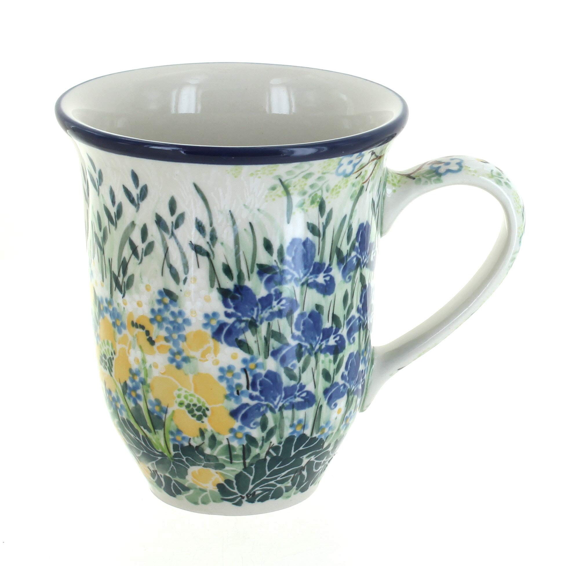 Blue Rose Polish Pottery Signature Garden Large Coffee Mug - Handcrafted Ceramic Tea Cup for Home, Office & Outdoor Use - Perfect Gift for Tea & Coffee Lovers