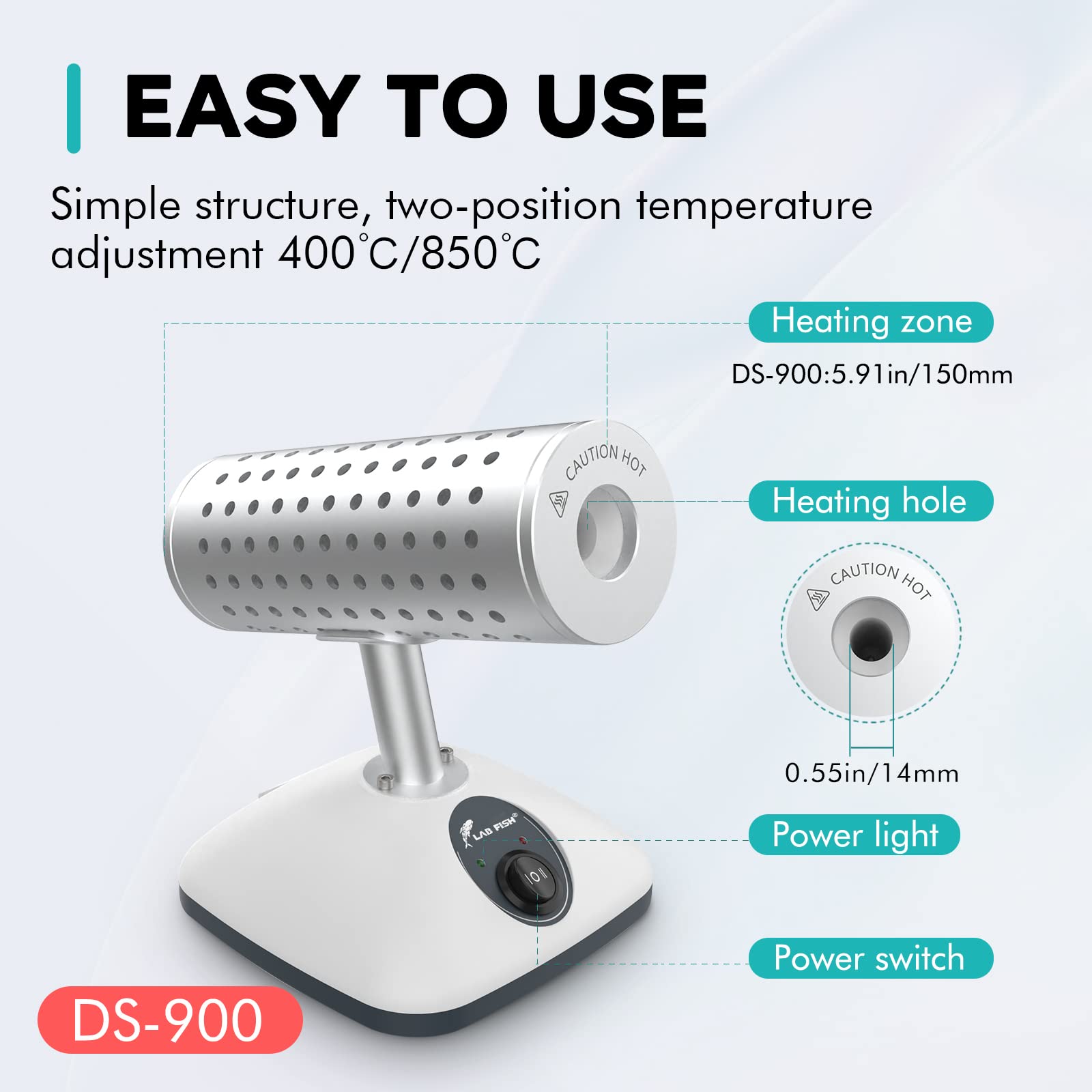 LAB FISH DS-900 Infrared Scalpel Sterilizer - 150W High-Temperature Autoclave (825°C) for Inoculating Loop & Mycology Tools | Medical, Dental, Laboratory & Research Use