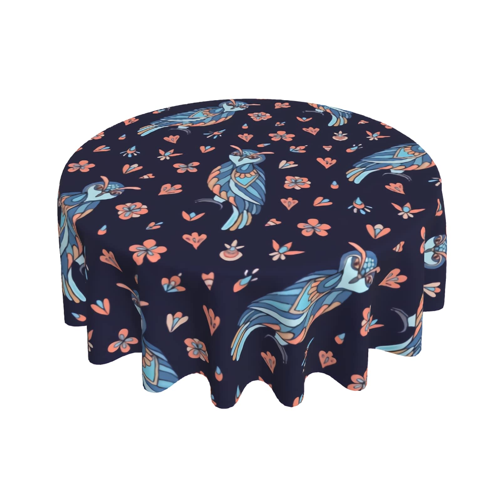 Colorful Forest Owl & Floral Round Tablecloth - 60 Inch Decorative Dining Table Cover for Wedding, Holiday & Home Decor | Perfect for Indoor & Outdoor Parties