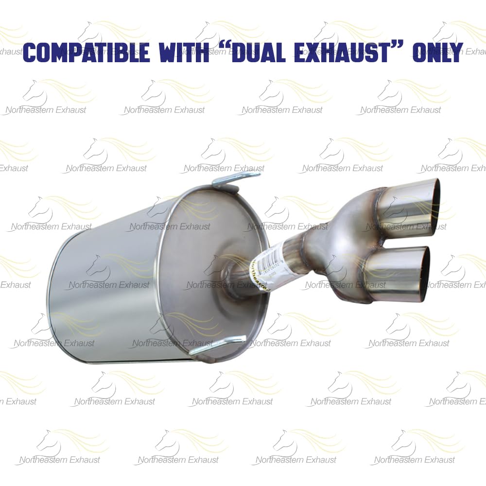 Stainless Steel Driver-Side Dual Tip Muffler for 2003-2008 Pontiac Grand Prix 3.8L - Direct Fit Replacement Exhaust System with Free Clamp - Perfect for Performance Upgrade & Car Restoration Projects