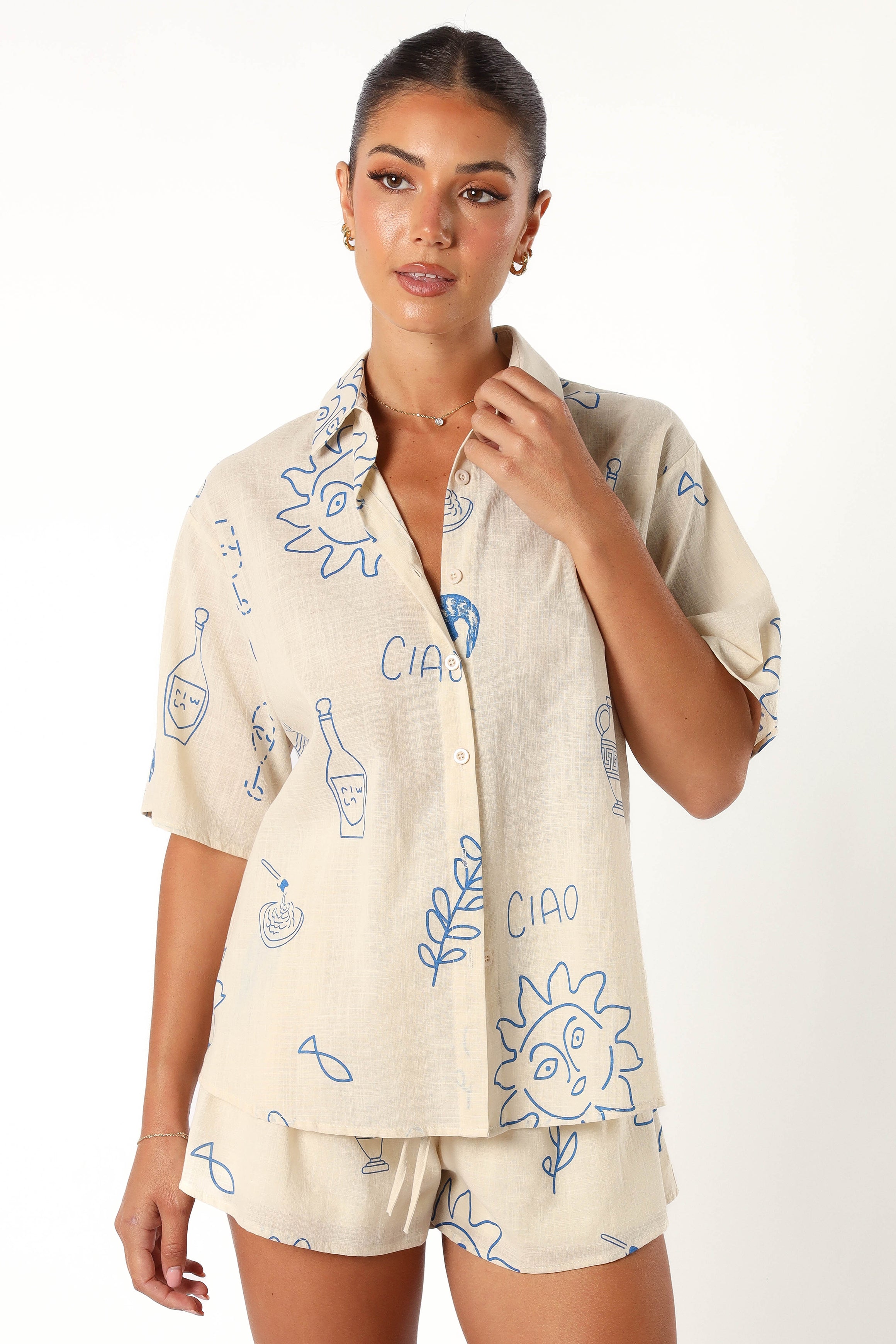 Davey Short Set for Men - Comfortable Cotton Summer Shorts in Cream & Blue | Perfect for Beach, Gym, and Casual Outings