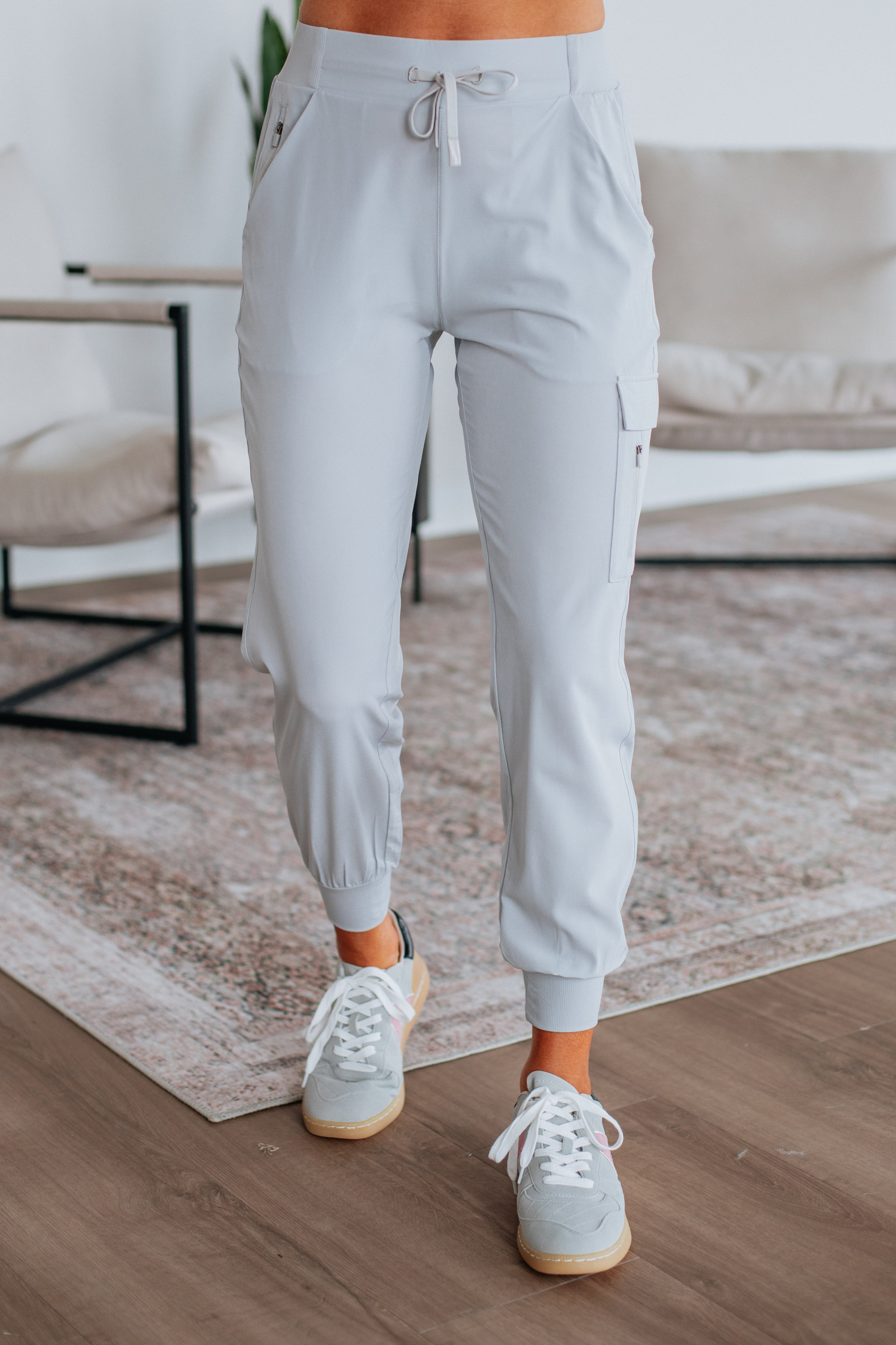 Malena Active Joggers for Women - Soft High Waist Yoga Pants with Pockets - Comfortable Running Workout Pants (Fog Gray) - Perfect for Gym, Yoga, Running & Lounge Wear