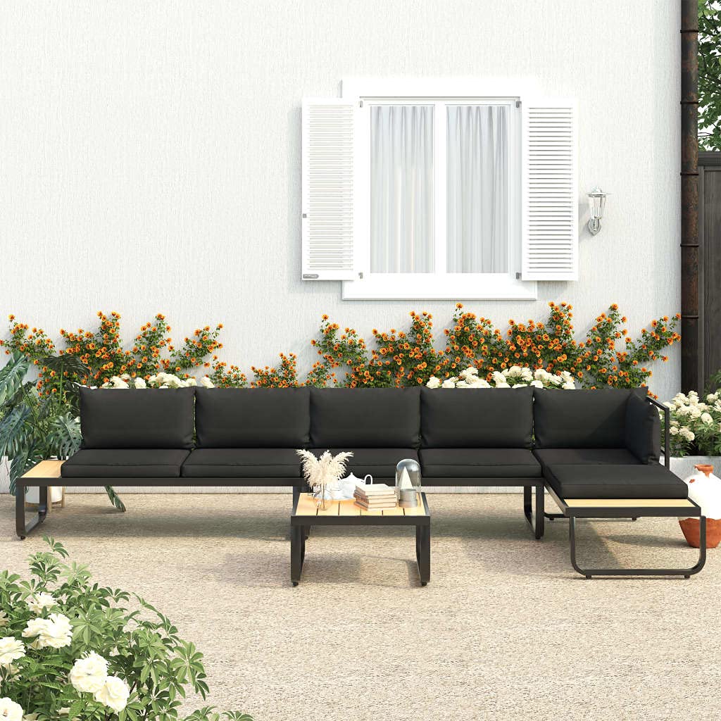 Yeacher 4-Piece Outdoor Garden Corner Sofa Set with Waterproof Cushions - Durable Aluminum & WPC Rattan Furniture for Patio, Backyard, Poolside Relaxation