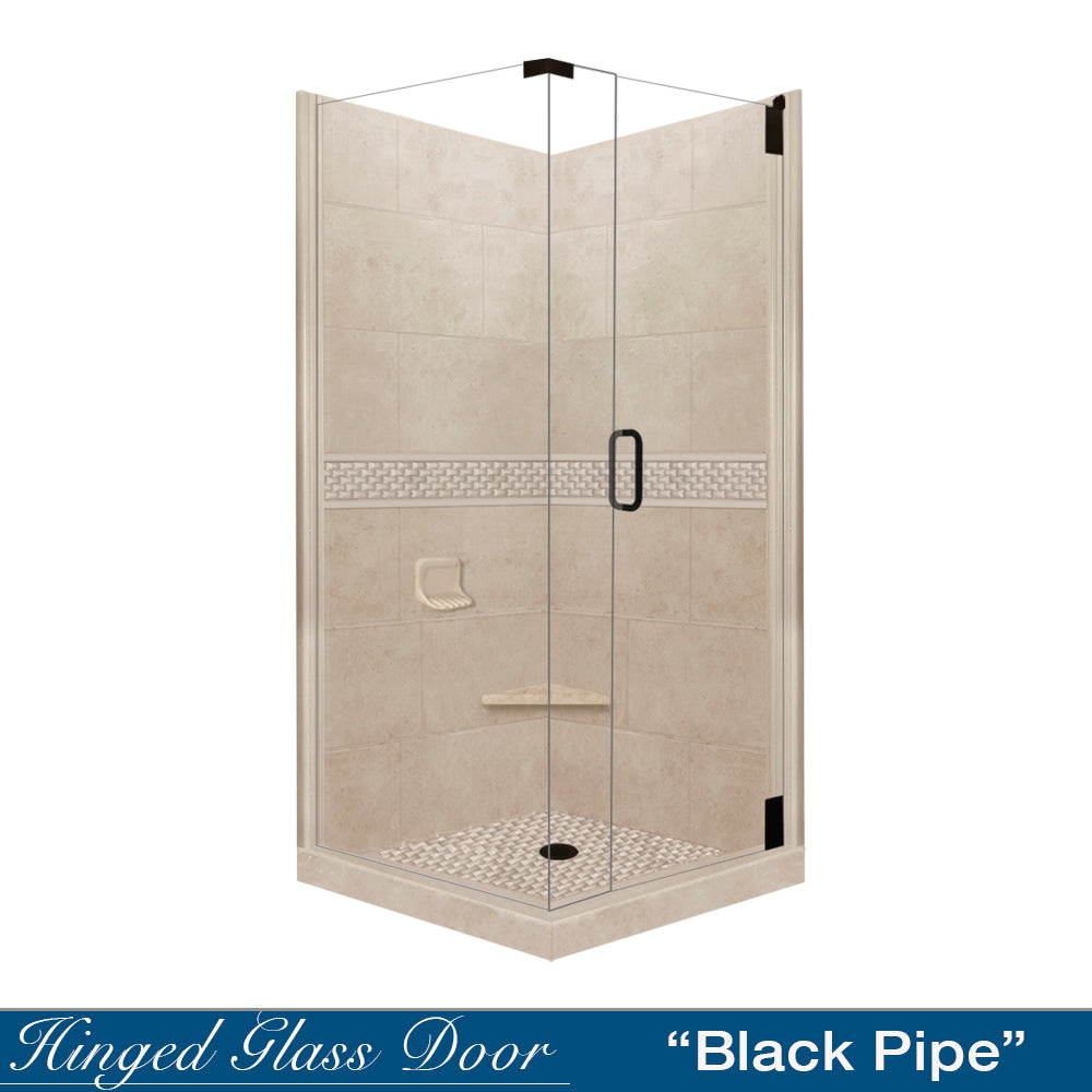 Corner Brown Sugar Sistine Stone & Jewel Stone Accent - DIY Shower Remodel Kit for Bathroom Renovation | Waterproof Decorative Tile for Shower Walls, Floors, and Backsplashes