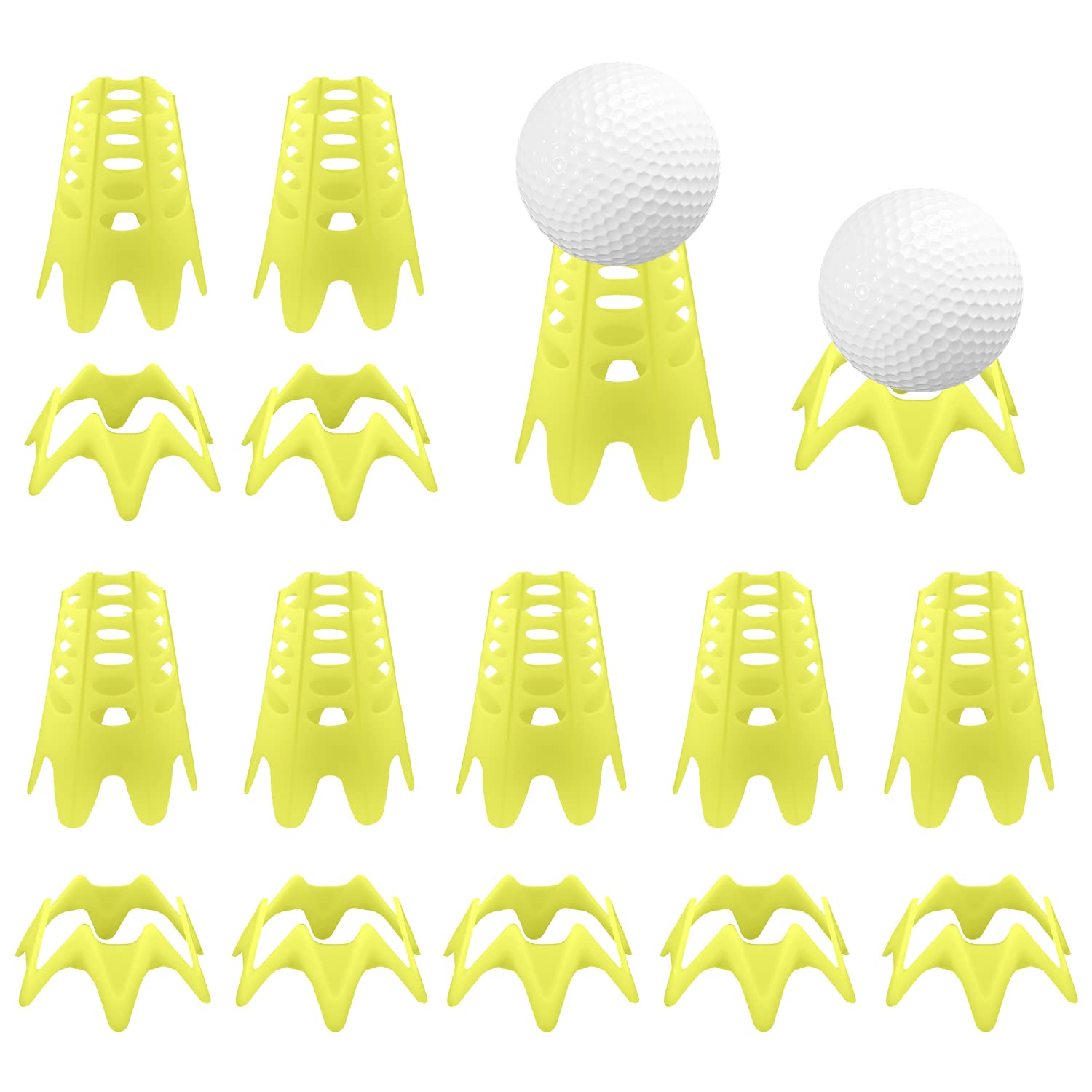 20pcs Plastic Golf Tees for Practice & Training - 10 Tall & 10 Small Yellow Golf Simulator Tees - Perfect for Home, Driving Range & Outdoor Sports Enthusiasts - Durable Golf Mat Accessories for Athletes & Golf Lovers