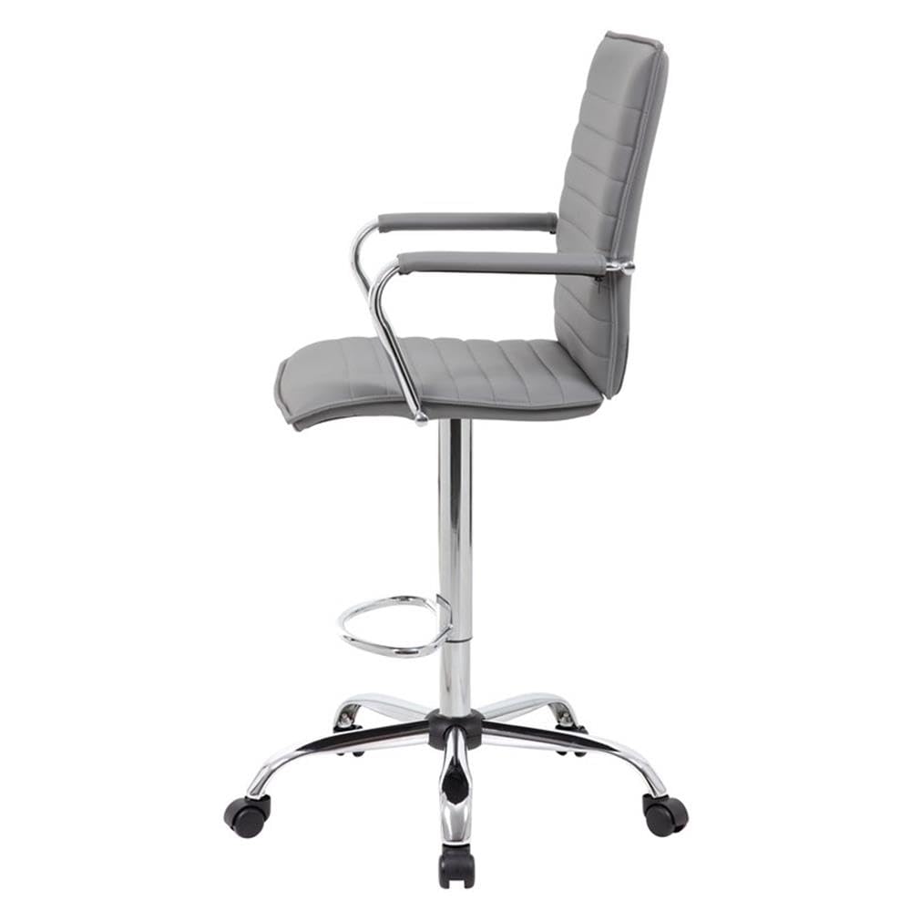 UrbanPro Modern Ribbed Back Adjustable Sit-Stand Stool - Ergonomic Office Chair in Gray | Perfect for Home Office, Gaming & Workspace
