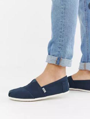 TOMS Navy Blue Canvas Classic Slip-On Shoes for Men & Women - Comfortable Casual Loafers for Everyday Wear, Walking, and Travel