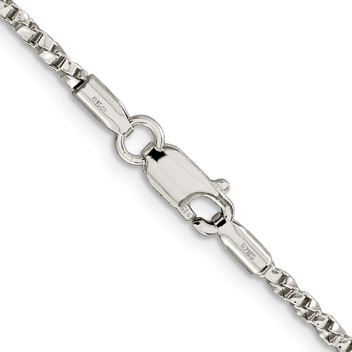 925 Sterling Silver Twisted Box Chain Necklace - 2.25mm Polished 16