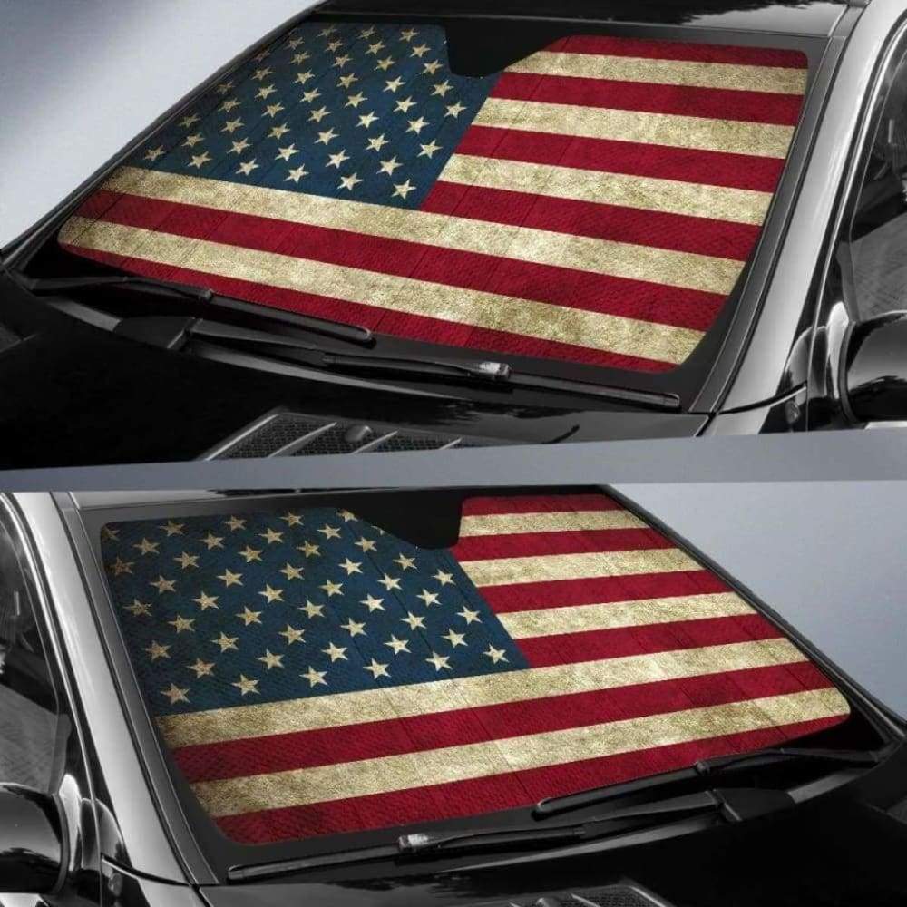 USA Flag Car Sun Shade for Windshield - 172609 - Keep Your Vehicle Cool & Show Patriotism While Parking