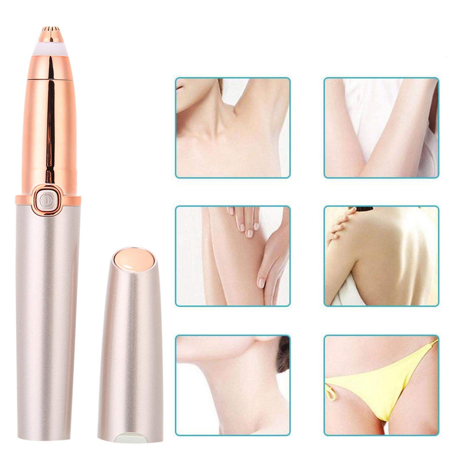 Electric Eyebrow Trimmer for Women - Lipstick Shaped Precision Shaver with Rose Gold Finish | Perfect for Eyebrow Grooming, Travel & On-the-Go Touch Ups