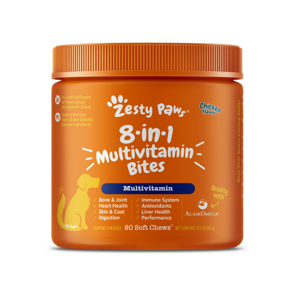 Zesty Paws Multivitamin Bites for Dogs - Immune Support, Skin & Coat Health, Joint Mobility, Digestive & Antioxidant - Natural Flavor - Perfect for Daily Wellness & Active Lifestyles