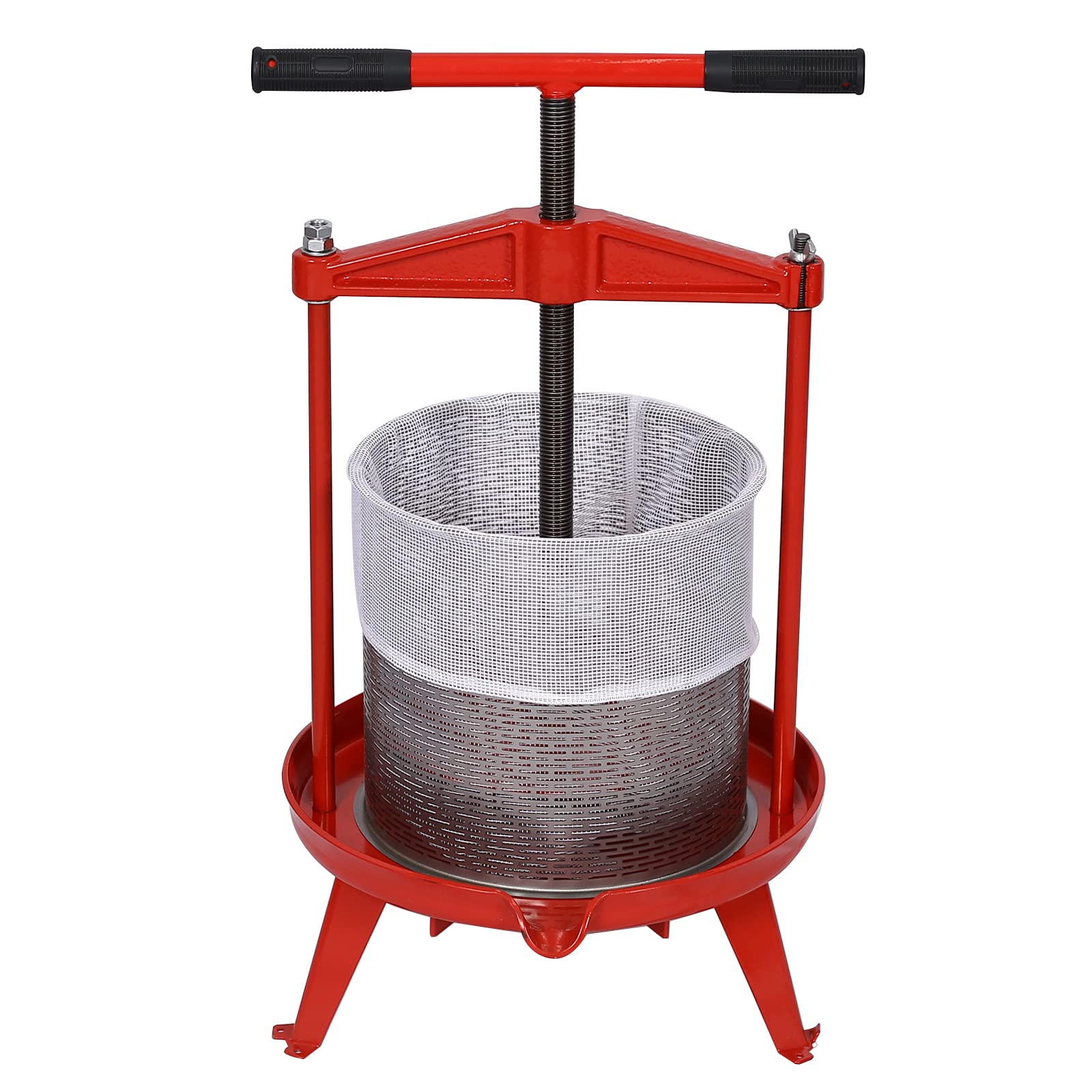 Heavy-Duty 3.69 Gallon (14L) Stainless Steel Fruit Wine Press - Manual Apple, Grape & Berry Cider Juice Maker for Home Brewing, Winemaking & Kitchen Use