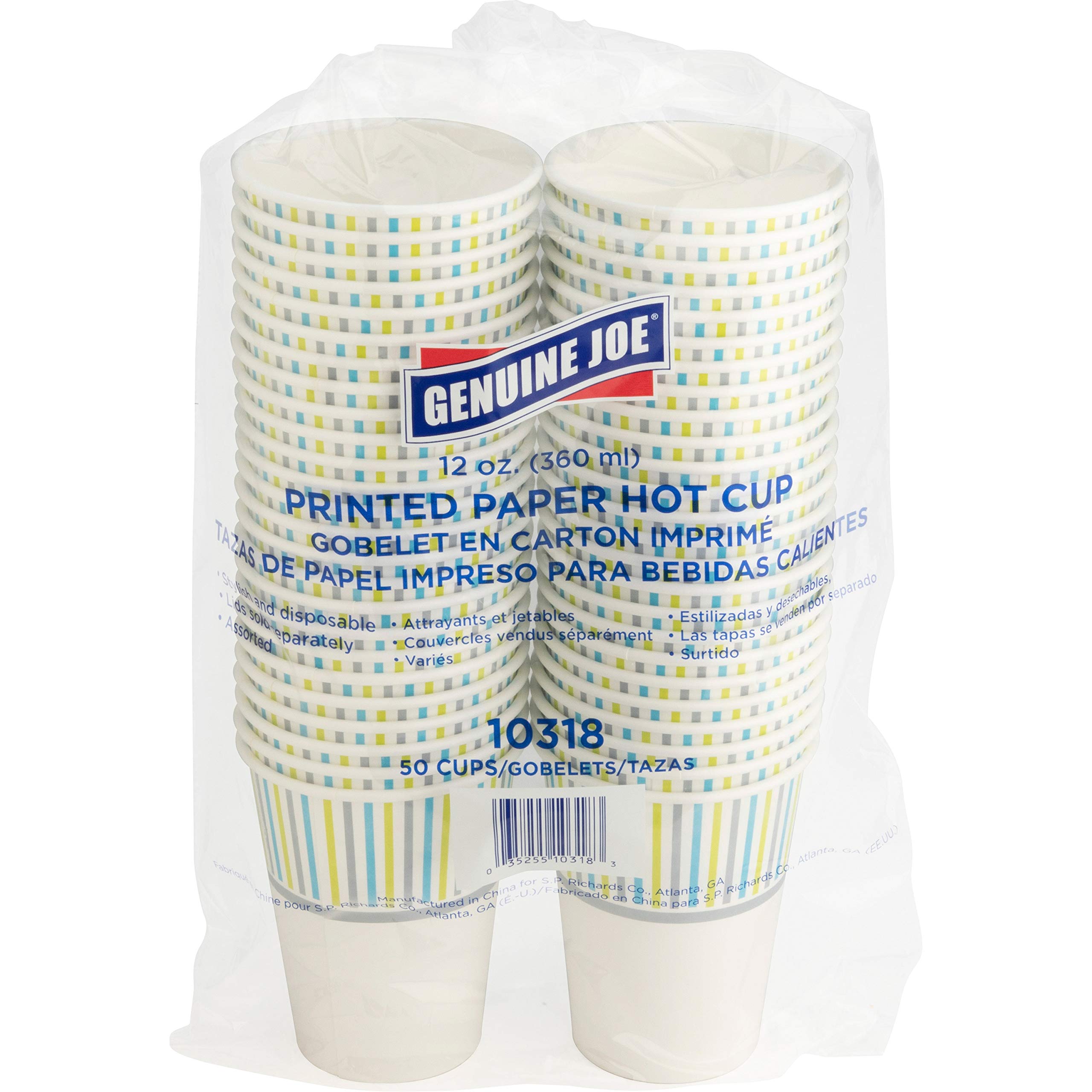 Genuine Joe 12oz Hot Cups - Pack of 1000 | Disposable Coffee Cups for Office, Cafes & Catering | BPA-Free Paper Cups for Hot Beverages