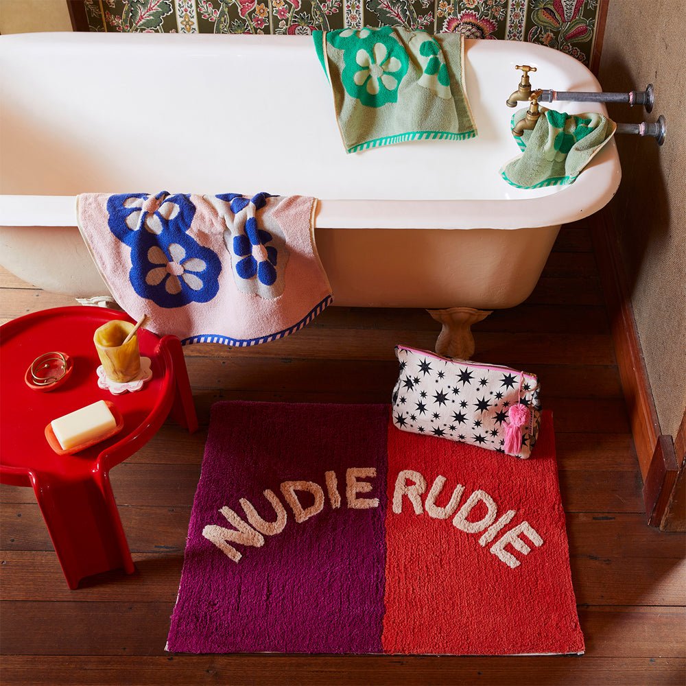 Tula Nudie Bath Mat - Soft Non-Slip Bathroom Rug, Absorbent Quick-Dry Shower Mat for Bathroom Floor (Poppy) - Perfect for Modern Bathrooms, Spa-Like Showers & Cozy Home Decor