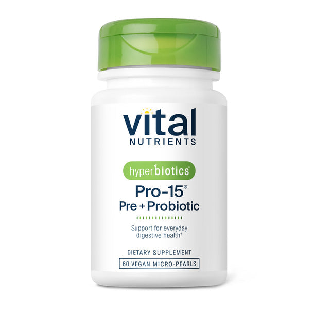 Vital Nutrients Hyperbiotics Pro 15® Prebiotic + Probiotic Supplement for Gut Health - Supports Digestion & Immune System - Ideal for Daily Wellness Routine & Travel
