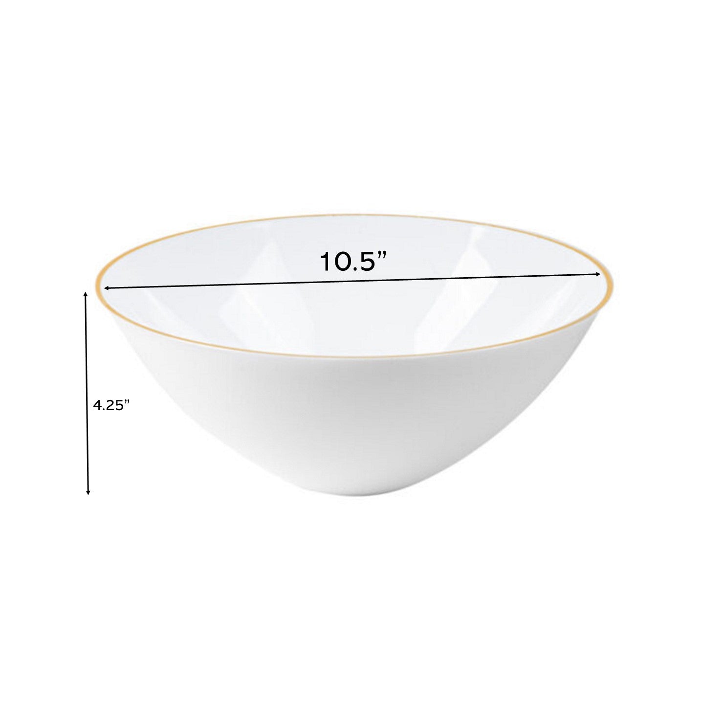Premium White & Gold Organic Plastic Salad Bowls - 2 Pack Set, BPA-Free & Eco-Friendly for Healthy Meals, Picnics, and Party Serving