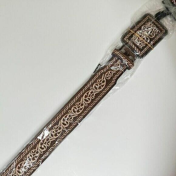 Nocona Belt Co. Western Men's Embroidered Leather Belt for Cowboy Boots - Stylish Rodeo Accessory for Country Fashion & Western Wear