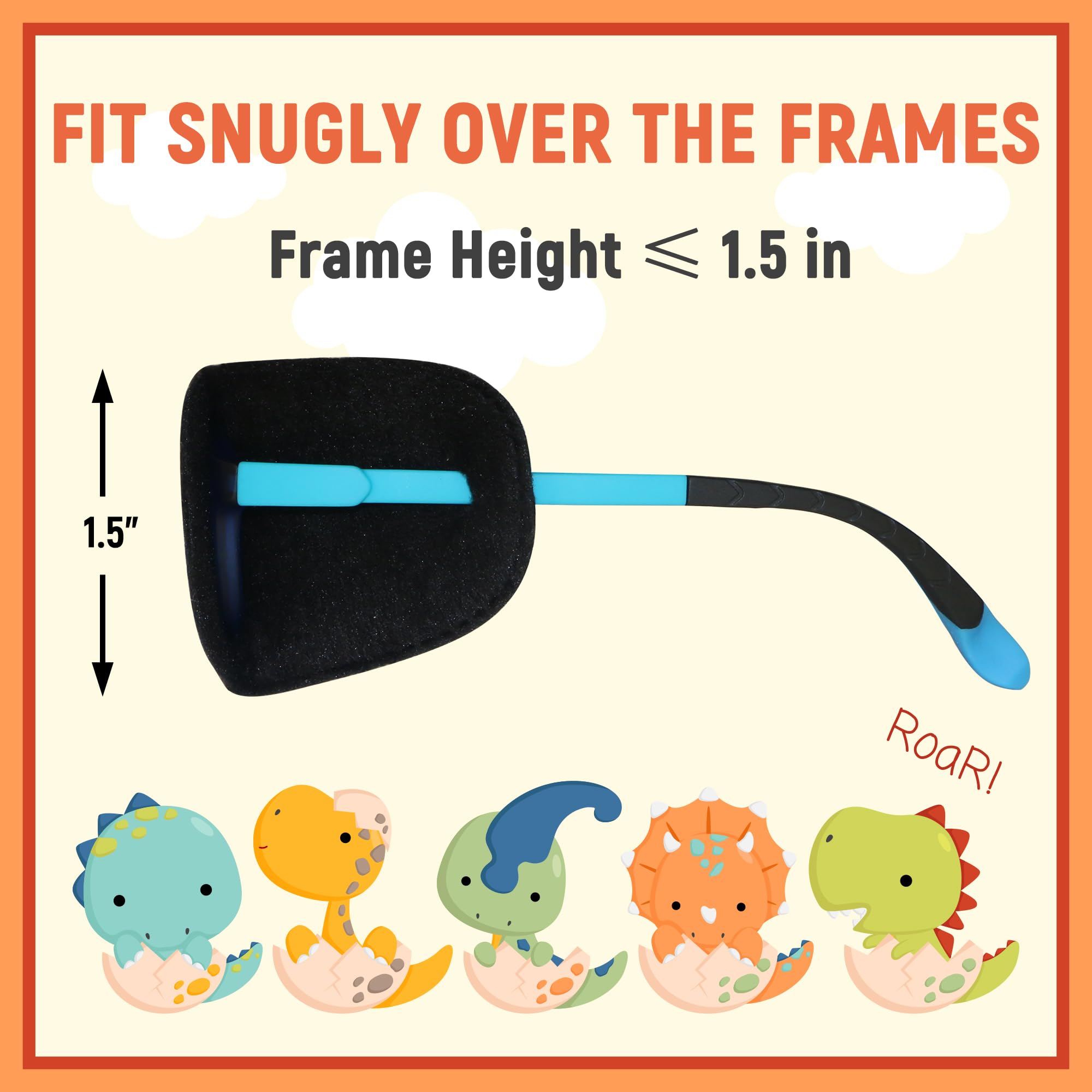 2Pcs Kids Eye Patches for Glasses | Boys Dinosaur Eye Patch for Lazy Eye Treatment | Medical Amblyopia Eye Patches for Toddlers & Children (Left Eye) - Perfect for Post-Surgery Recovery & Vision Therapy at Home