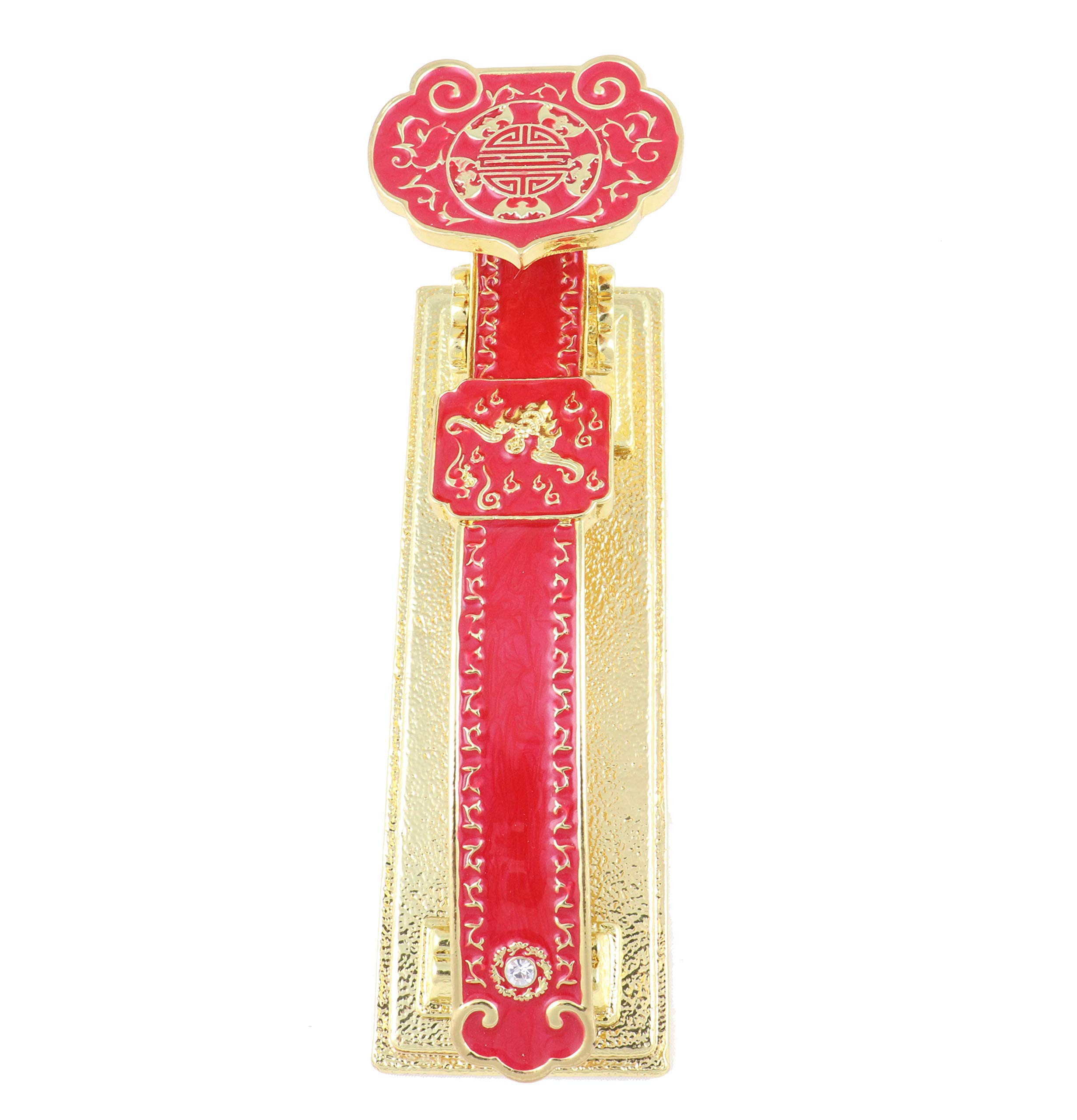 Lucky Feng Shui Red Ruyi Scepter with Bat Motif - Perfect for Home Decor, Office Display & Wealth Attraction