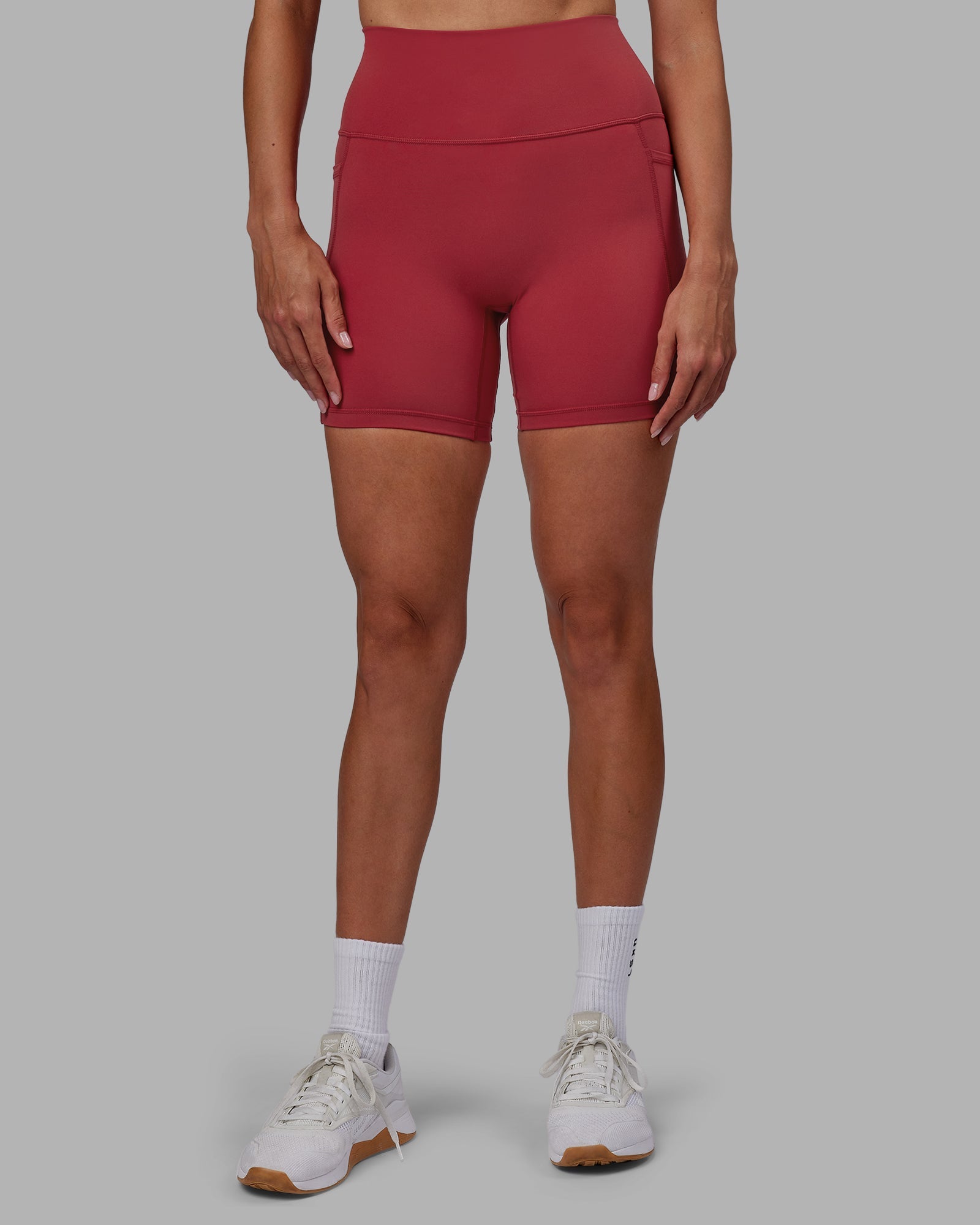 Fusion Ultra High Rise 6 Pocket Shorts in Claret - Women's Workout & Lounge Shorts for Yoga, Running & Casual Wear