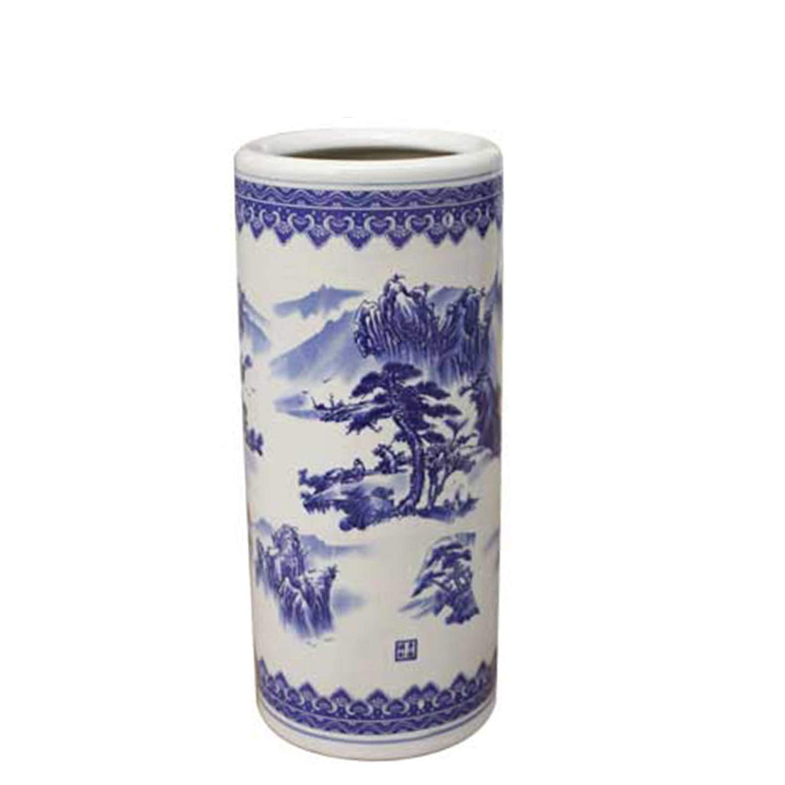 LLFF Porcelain Umbrella Stand - Classic Blue & White Ceramic Walking Stick Holder - 19.7