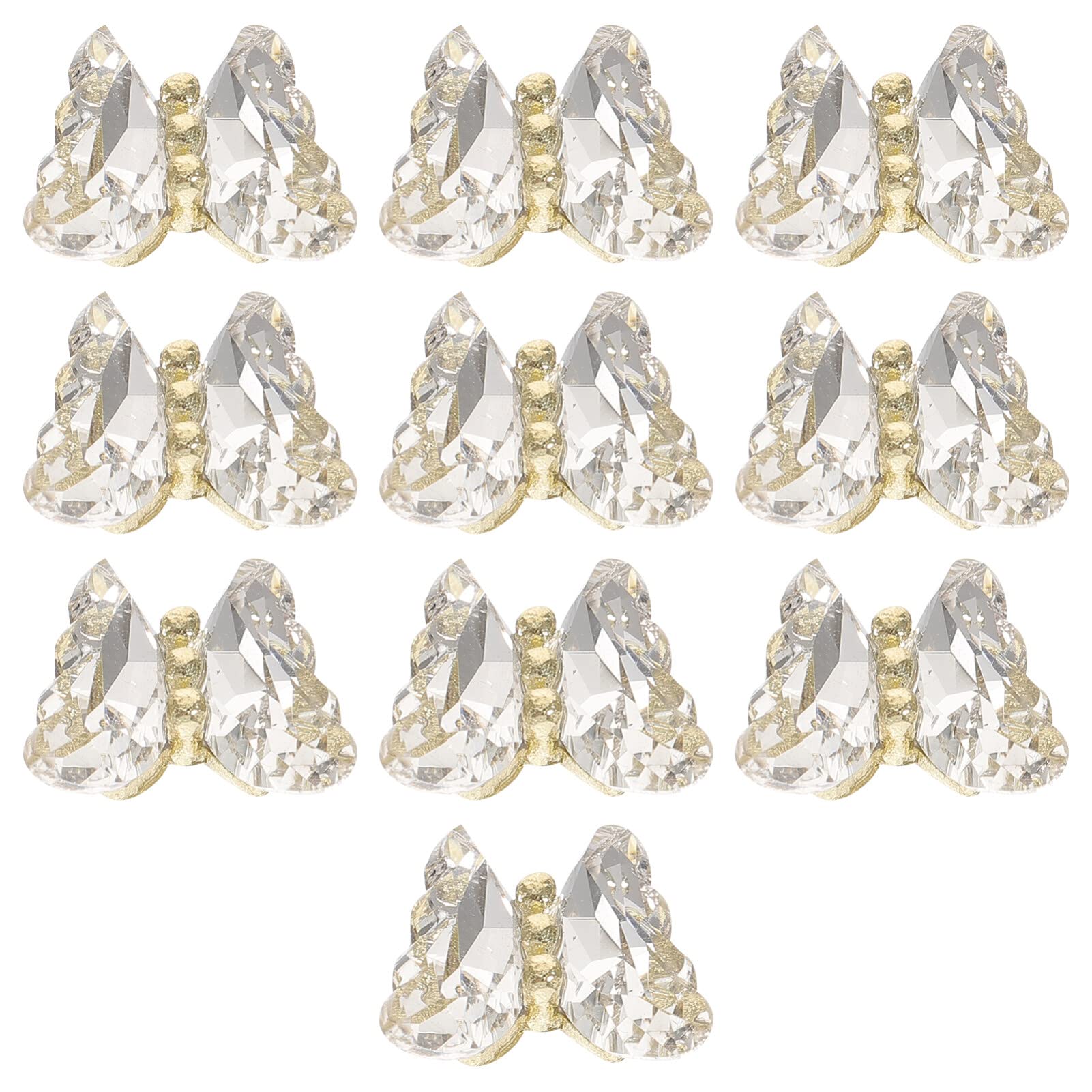 FOMIYES 10pcs 3D Butterfly Nail Art Stickers - White Rhinestone Nail Charms & Manicure Jewelry for Nail Decoration | Perfect for DIY Nail Designs, Bridal Manicures, and Special Occasion Nail Art