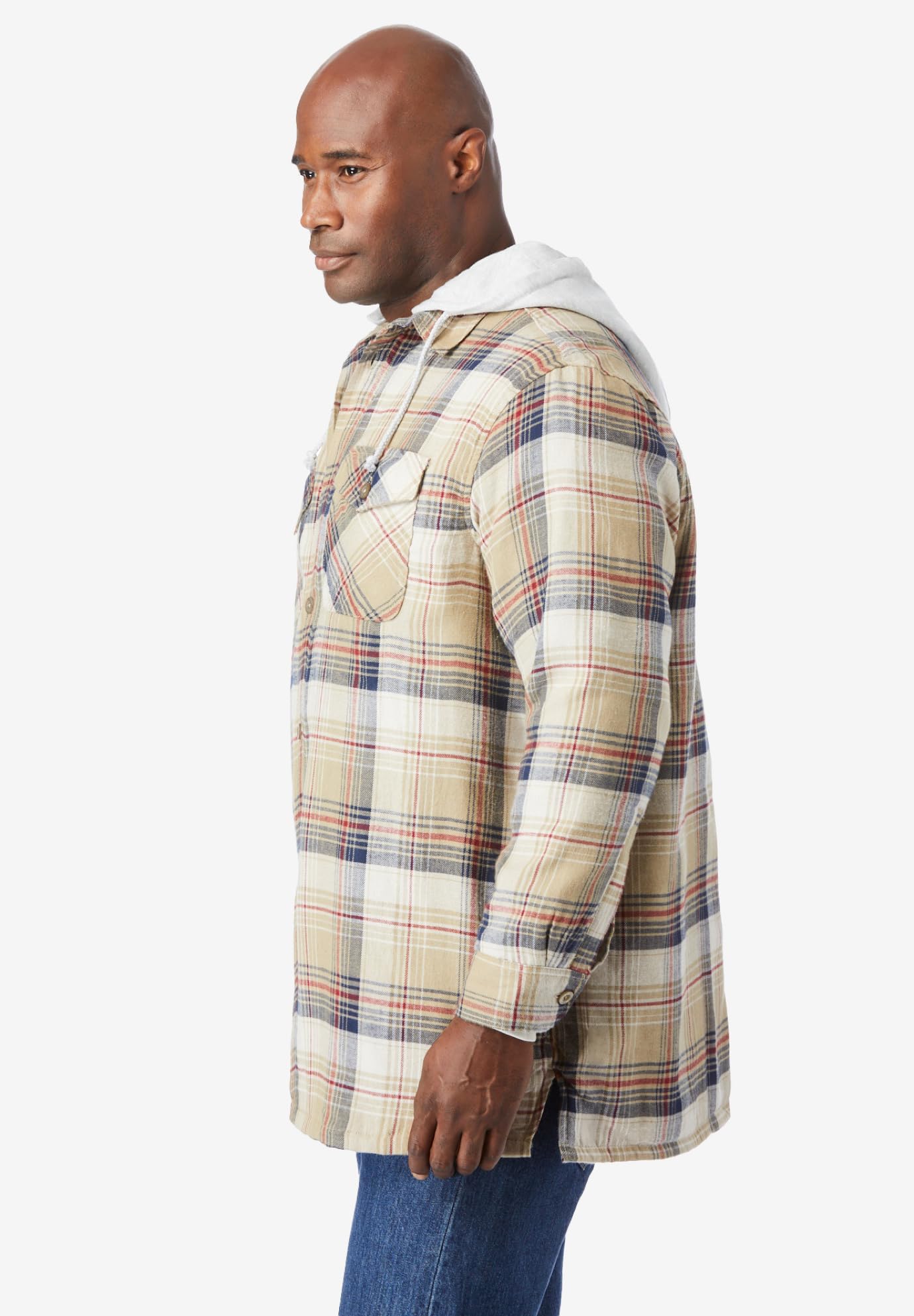 KingSize Men's Big & Tall Removable Hooded Shirt Jacket - Boulder Creek Style for Outdoor Adventures & Casual Wear