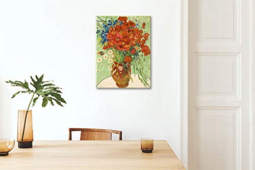 Vincent Van Gogh Vase with Cornflowers and Poppies Wall Art - Premium Canvas Print Reproduction, Gallery Wrapped for Home & Office Decor | Living Room, Bedroom, Dining Room Wall Decor