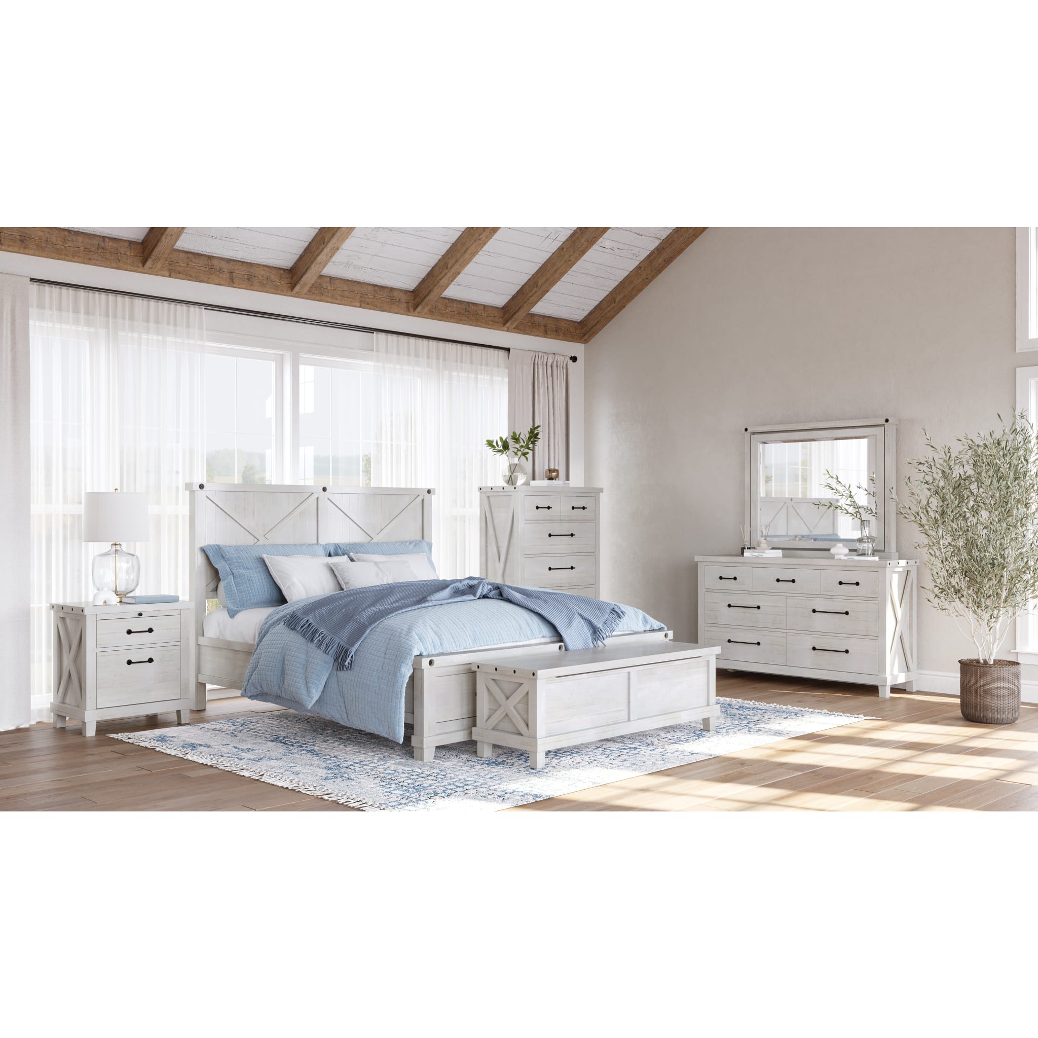 Yosemite Solid Wood Mirror in Rustic White - Handcrafted Full-Length Wall Mirror for Bedroom, Living Room & Entryway Decor