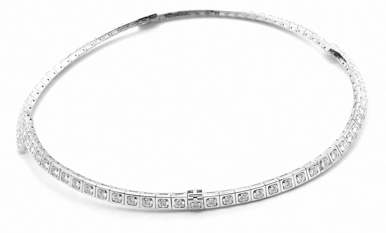 Authentic Cartier Tectonique 18k White Gold Diamond Tennis Necklace - Luxury Jewelry for Women, Elegant Gift for Anniversary & Special Occasions