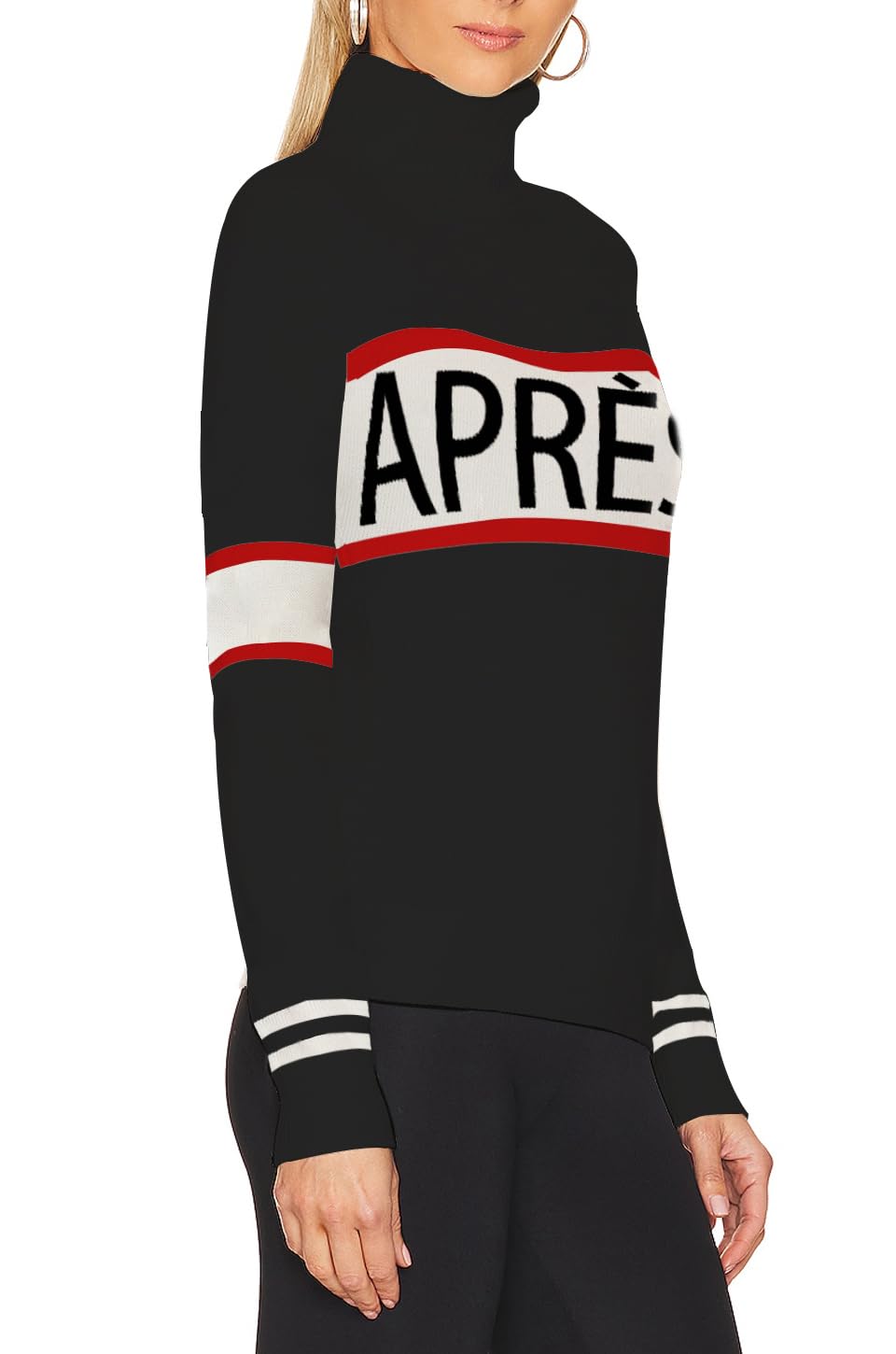 Women's Striped Turtleneck Sweater - Colorblock Long Sleeve Thermal Top for Ski & Winter Fashion 2025 | Cozy Apres-Ski Outfit, Cold Weather Layering, Office Wear & Holiday Style