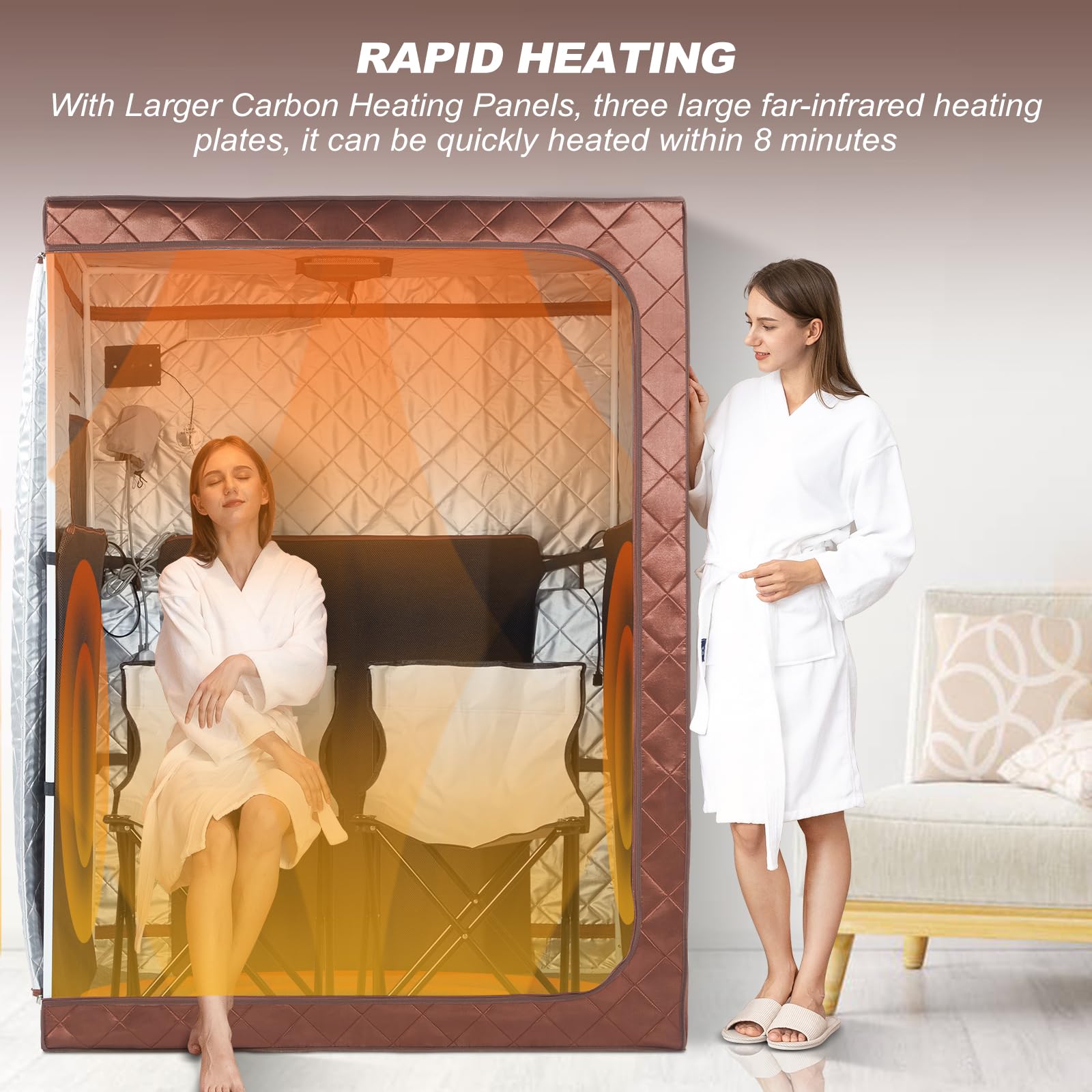2 Person Portable Infrared Sauna Tent for Home Spa - Full Body Detox & Relaxation with Remote Control, Includes 2 Foldable Chairs (47.24
