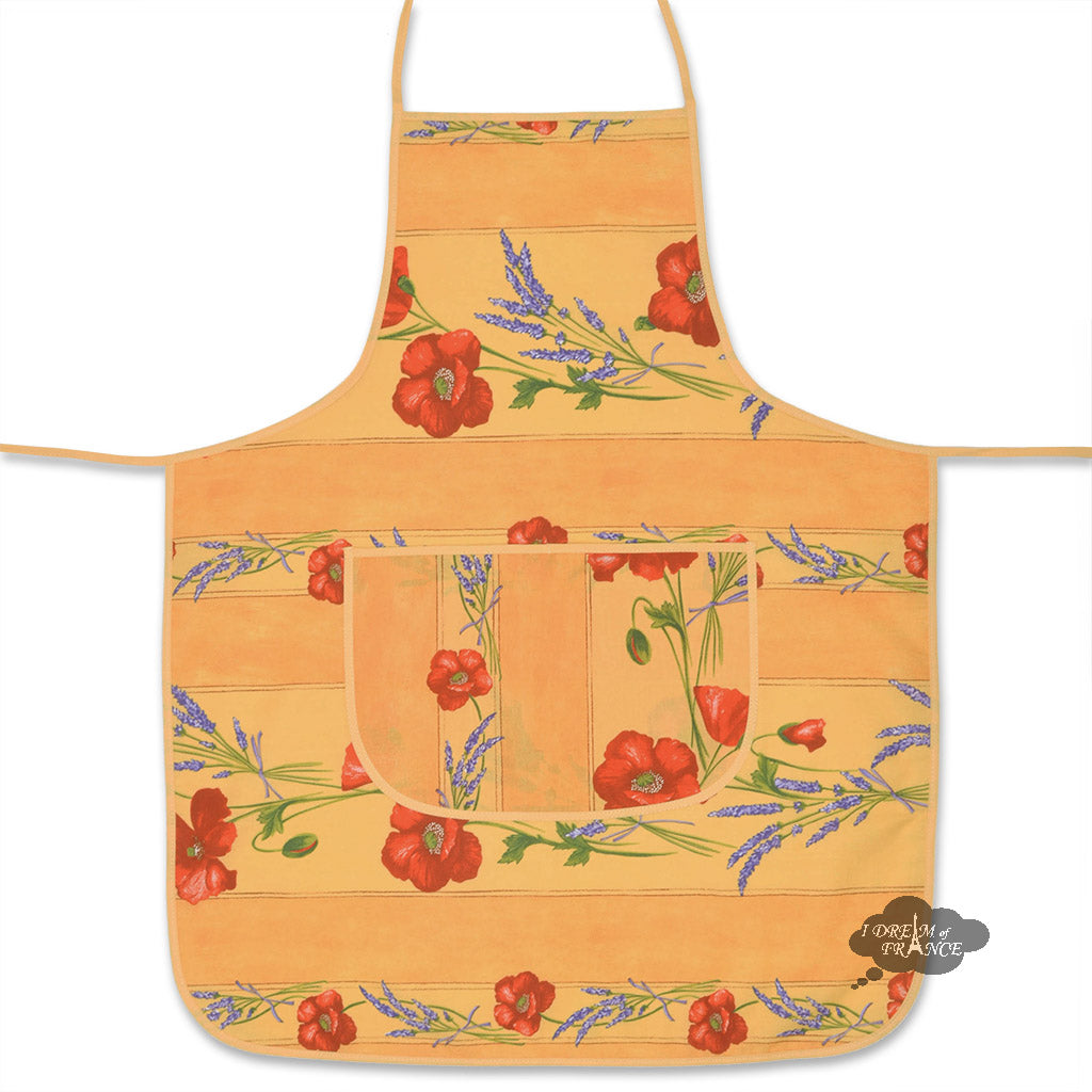 Stylish Yellow Poppies Cotton Kitchen Apron by Tissus Toselli - Perfect for Cooking, Baking & Home Decor